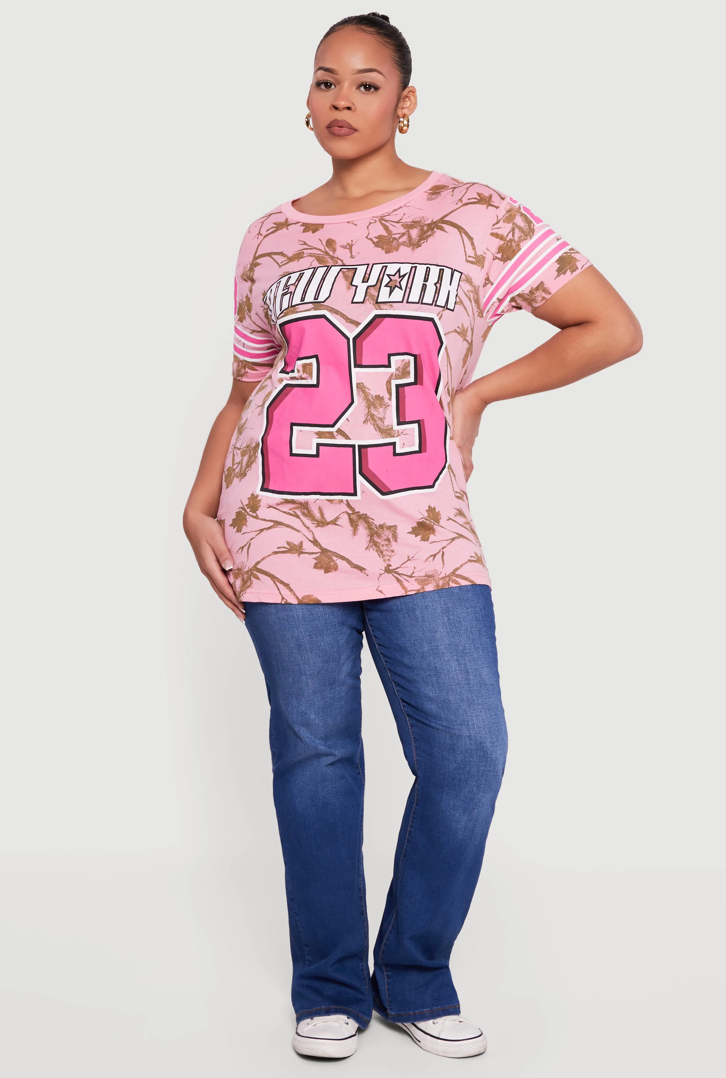 Plus Size New York 23 Graphic Varsity Tee sold by Rainbow