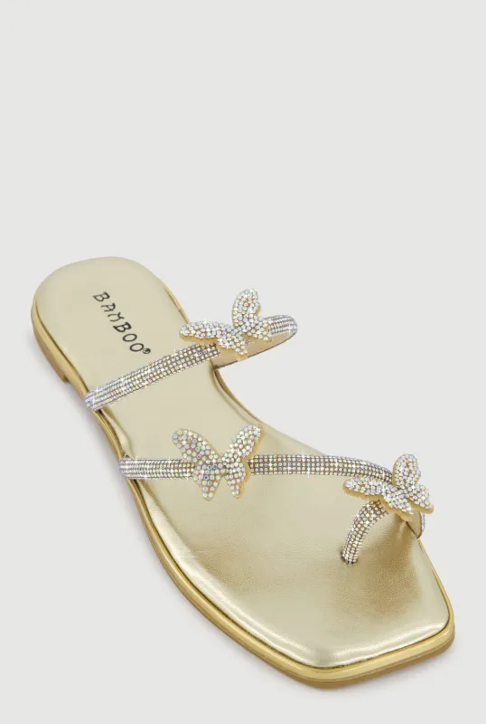 Rhinestone Butterfly Toe Loop Sandals sold by Rainbow