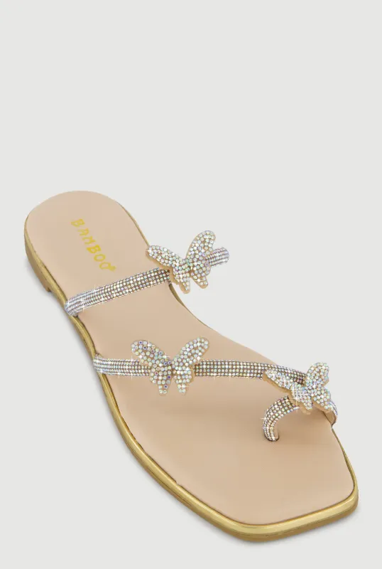 Rhinestone Butterfly Toe Loop Sandals sold by Rainbow