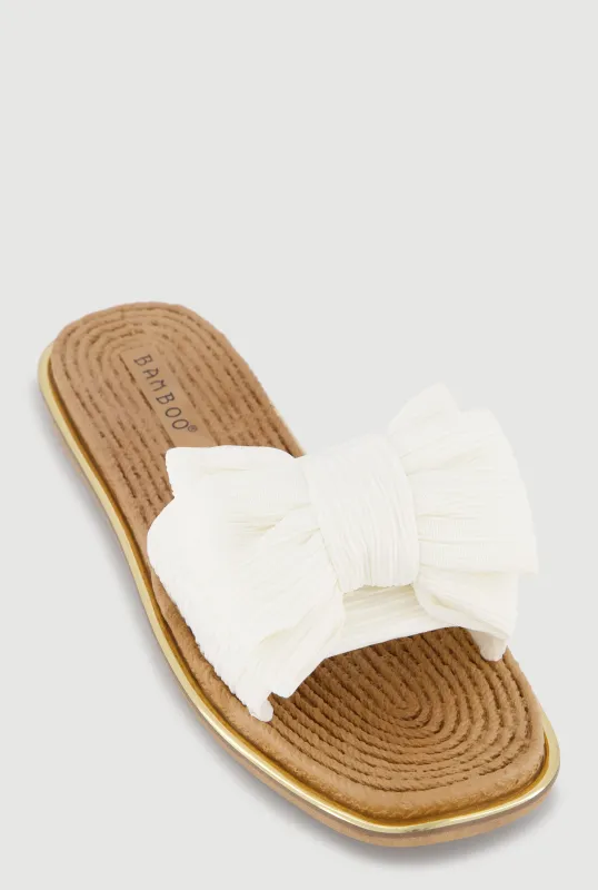 Double Bow Band Espadrille Slide Sandals sold by Rainbow