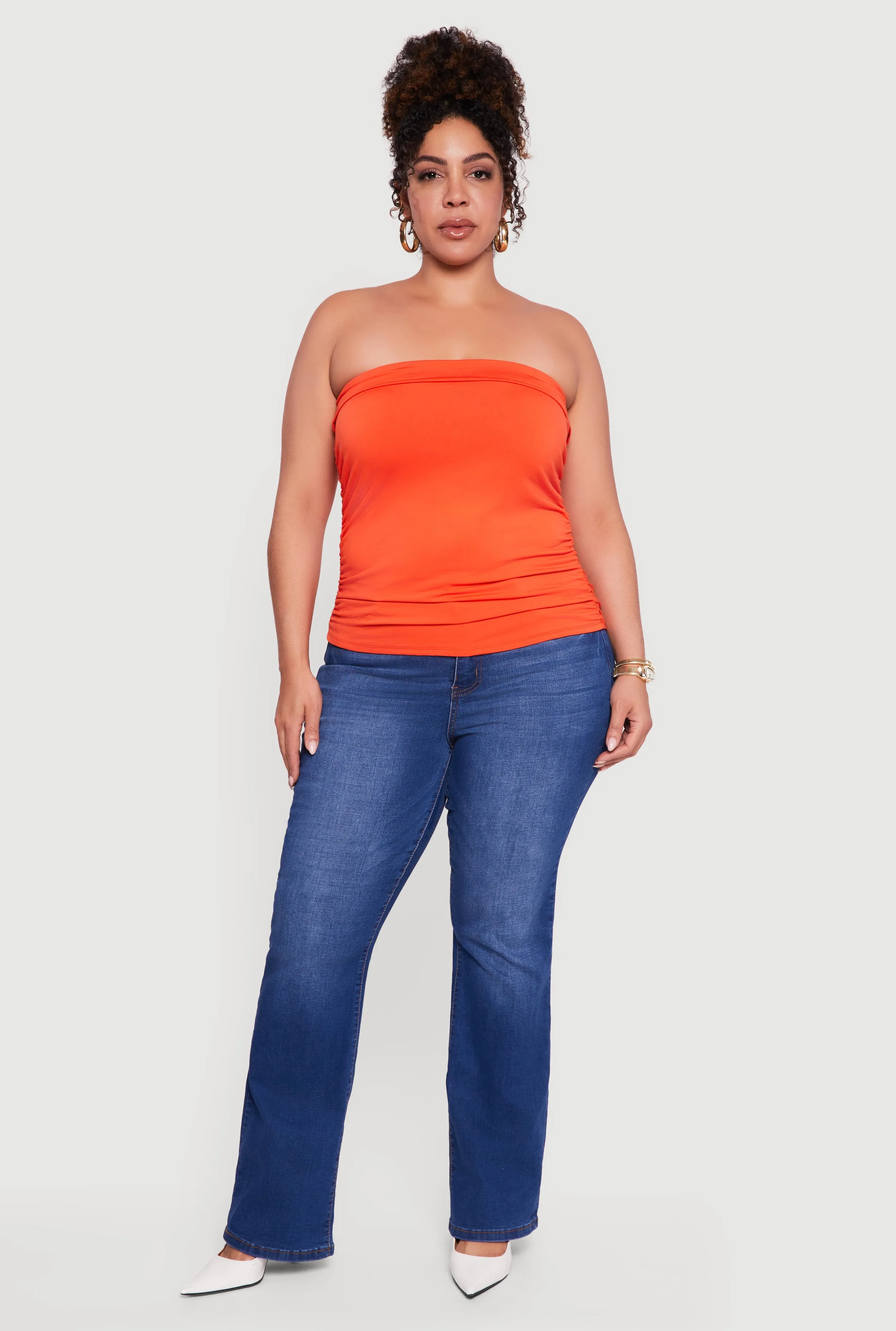 Plus Size Side Ruched Tube Top sold by Rainbow