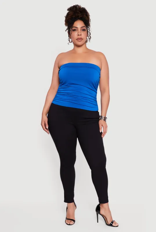 Plus Size Side Ruched Tube Top made by Rainbow