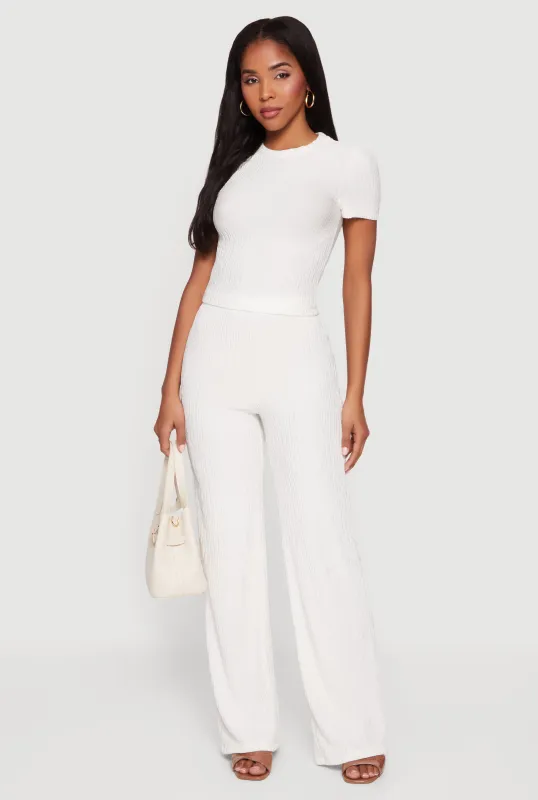 High Waisted Textured Knit Pull On Pants sold by Rainbow