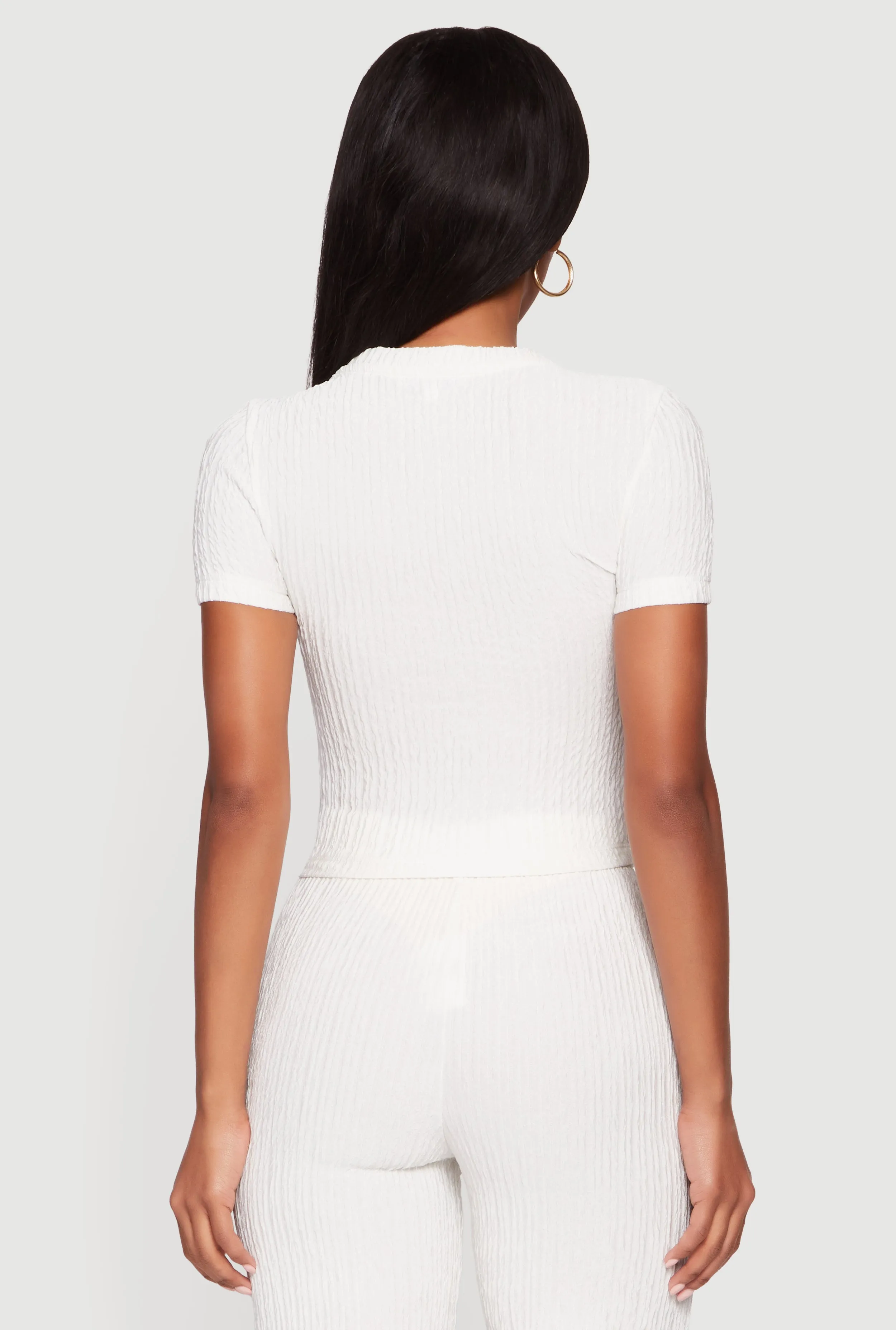 Textured Knit Short Sleeve Crew Neck Top sold by Rainbow product image thumbnail 5