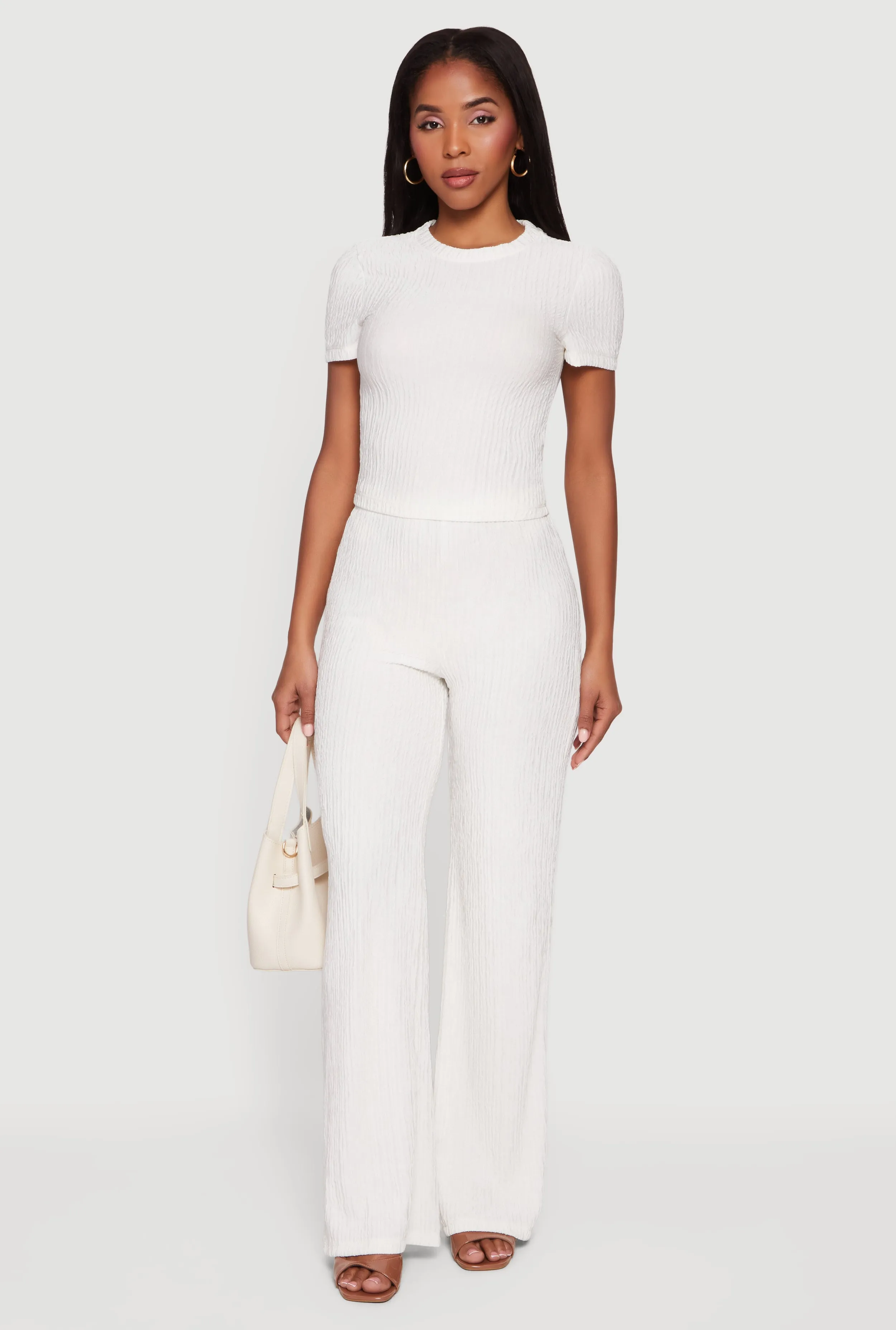 Textured Knit Short Sleeve Crew Neck Top sold by Rainbow product image thumbnail 2