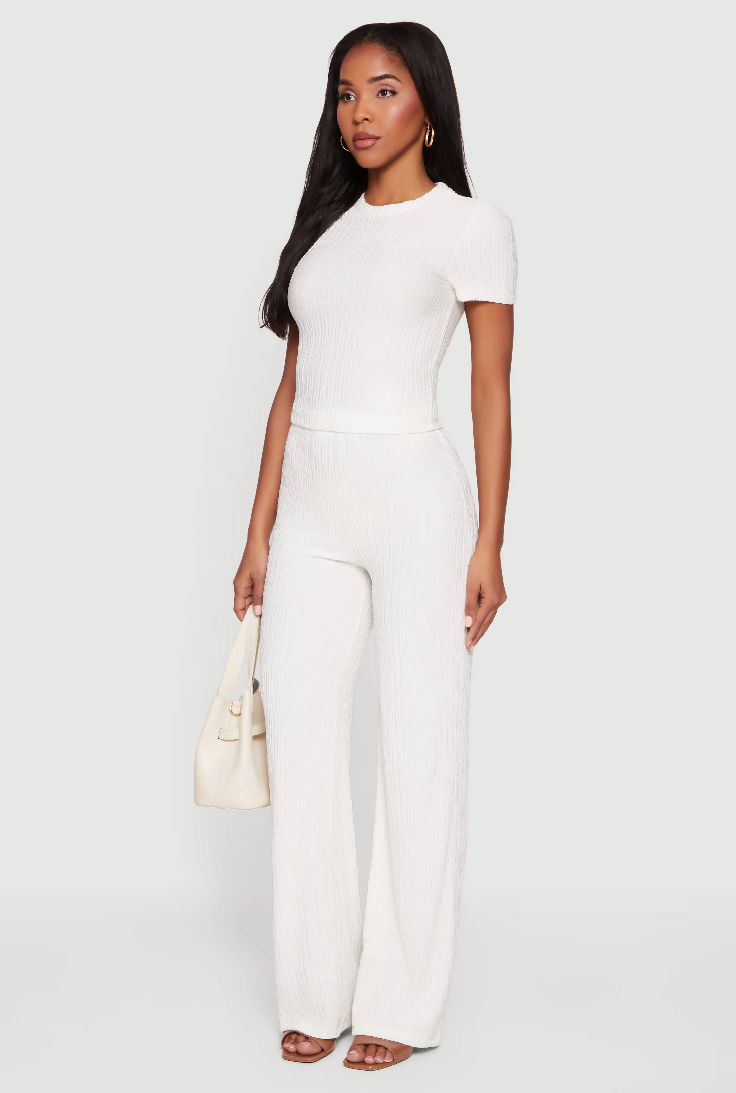 Textured Knit Short Sleeve Crew Neck Top sold by Rainbow product image thumbnail 3