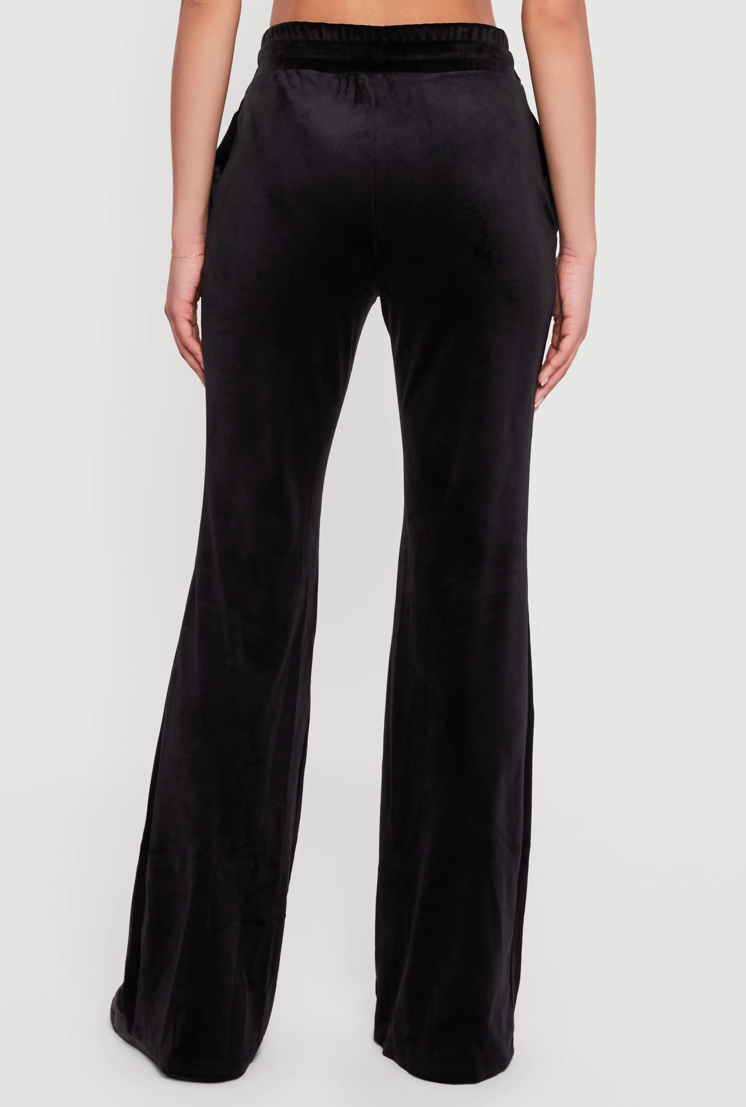 Drawstring High Waisted Velour Flare Leg Sweatpants sold by Rainbow product image thumbnail 3