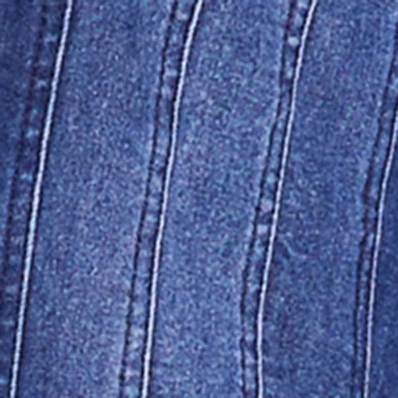Plus Size Denim Corset Detail Button Down Long Sleeve Blouse sold by Rainbow product image thumbnail 4