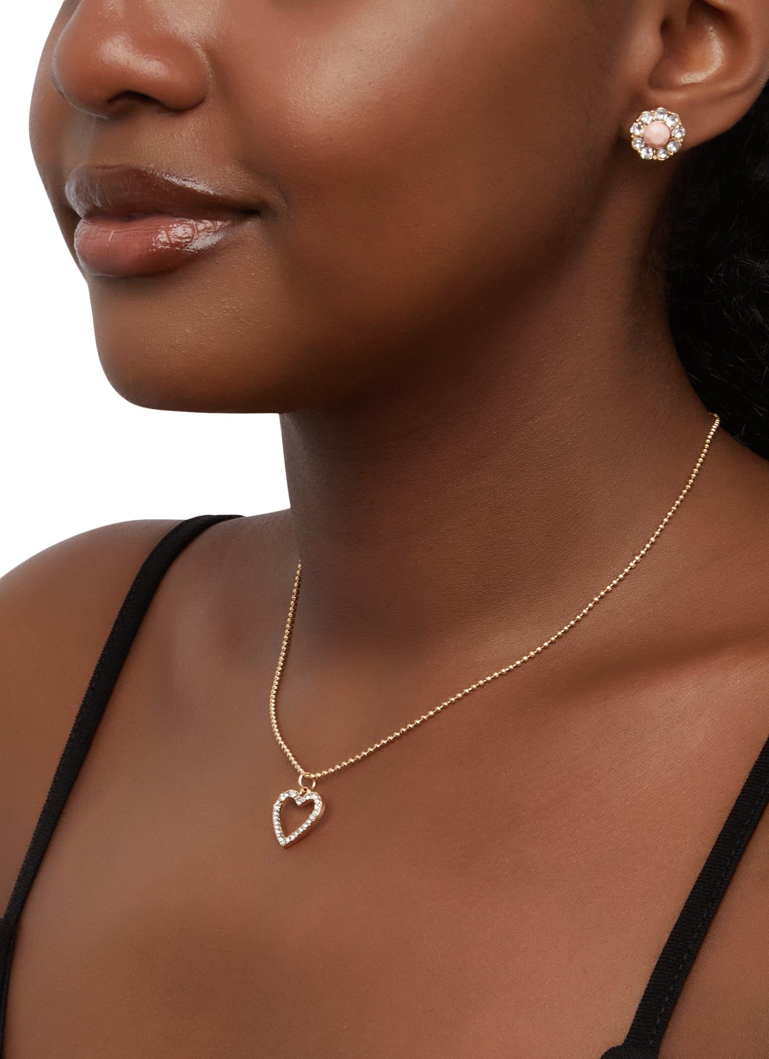 Heart Layered Necklace with Beaded Bracelets and Stud Earrings sold by Rainbow product image thumbnail 2