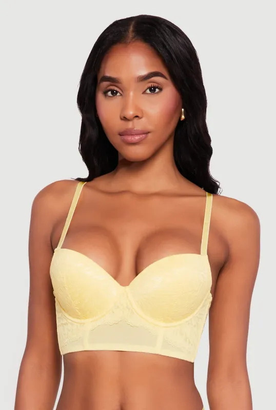 Floral Lace Longline Plunge Bra sold by Rainbow