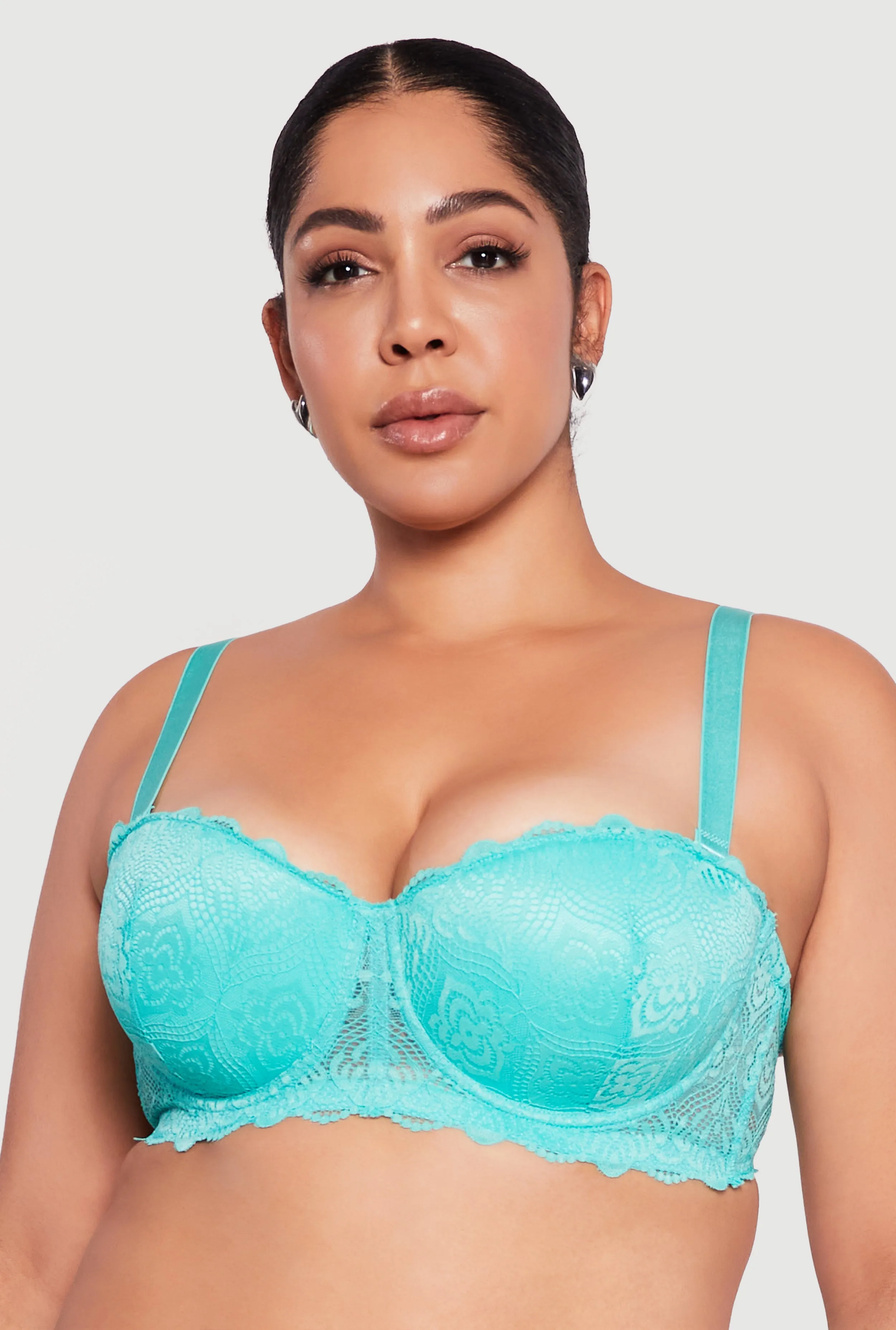Plus Size Floral Lace Convertible Balconette Bra sold by Rainbow
