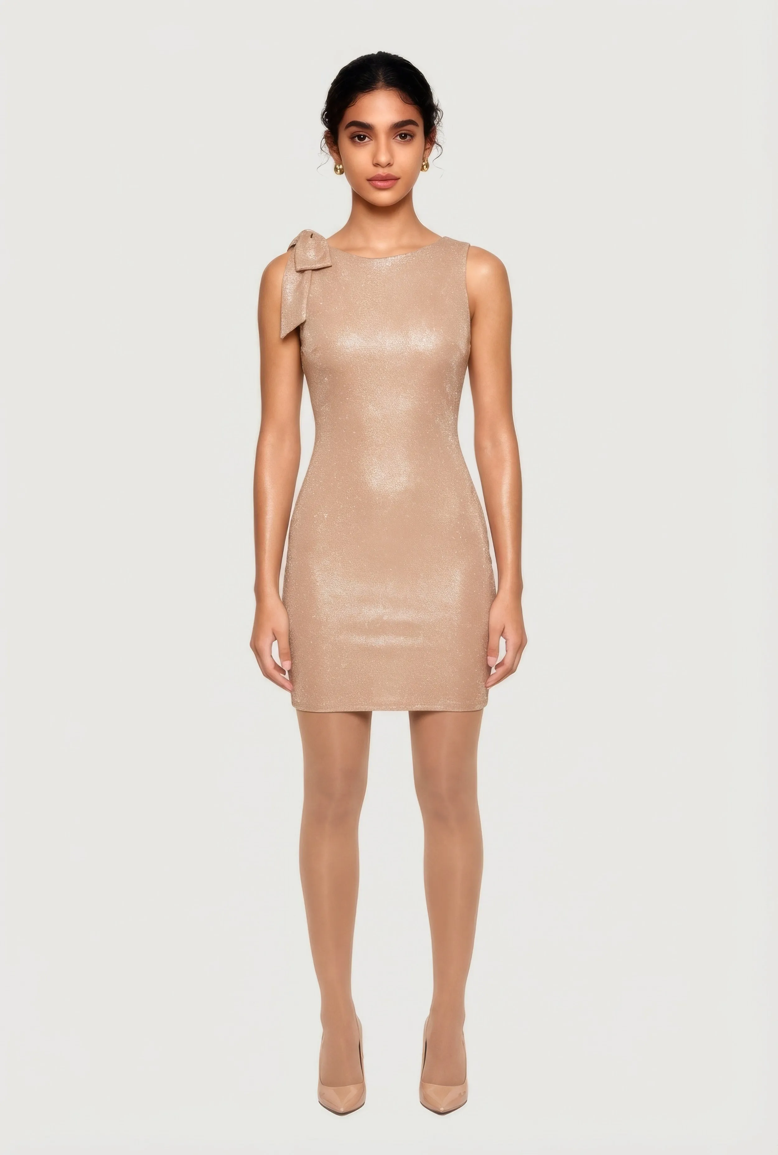 Glitter Sleeveless Tie Shoulder Strap Mini Dress sold by Rainbow