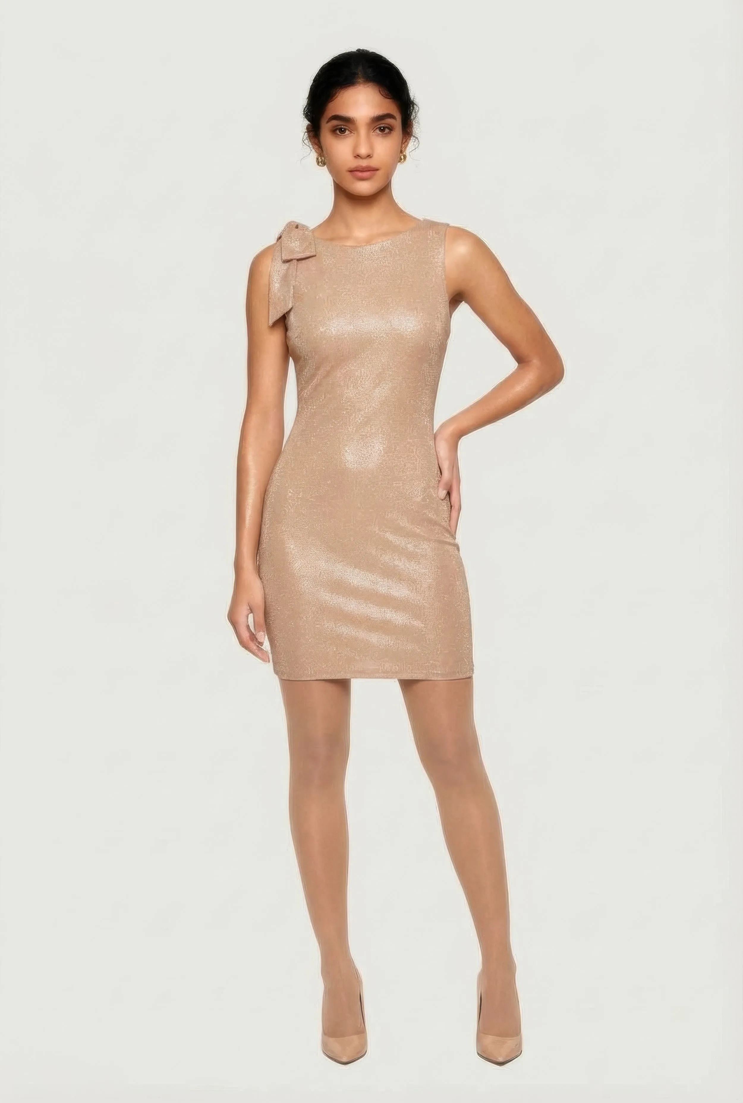 Glitter Sleeveless Tie Shoulder Strap Mini Dress sold by Rainbow product image thumbnail 2