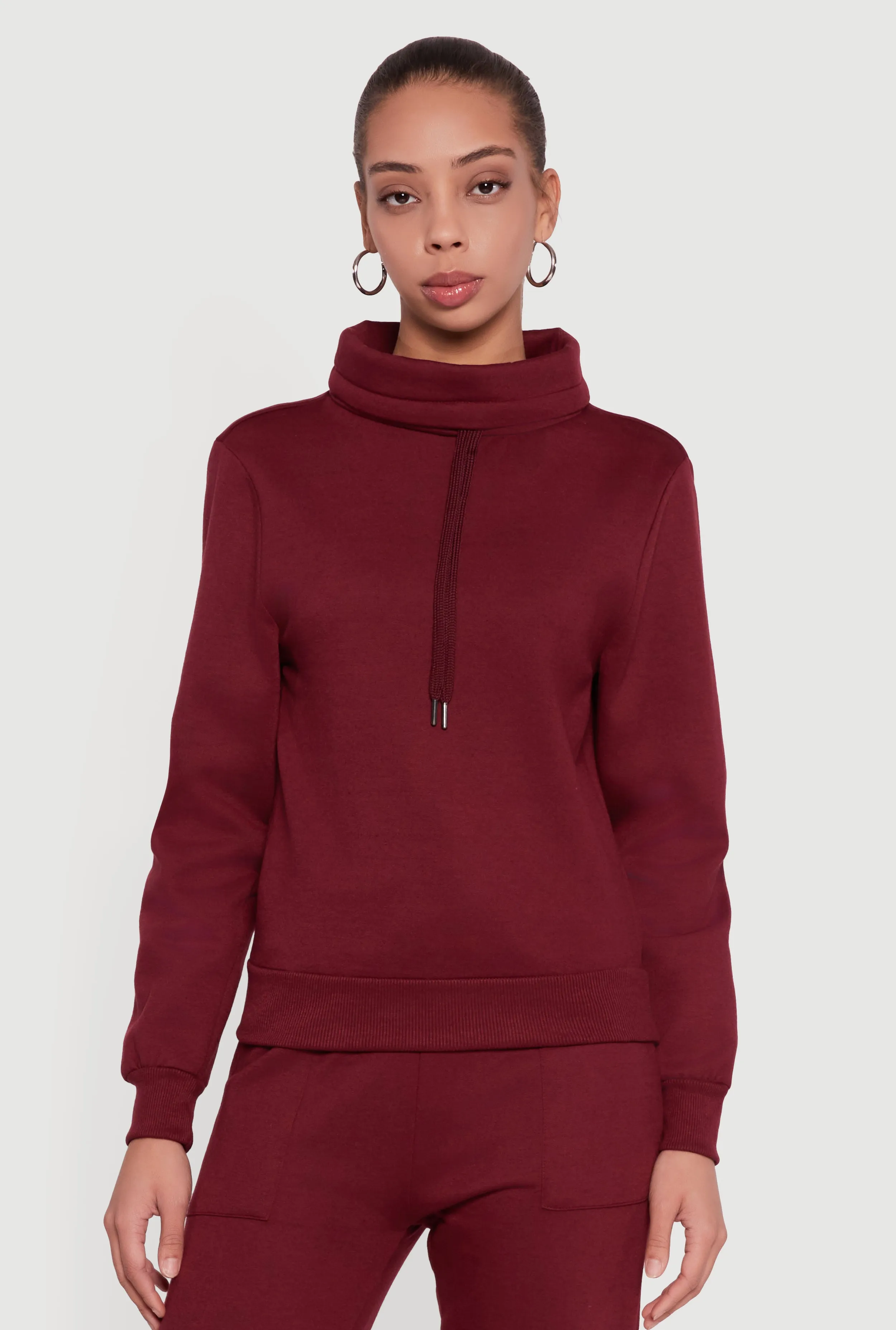 Drawstring Funnel Neck Pullover Sweatshirt sold by Rainbow