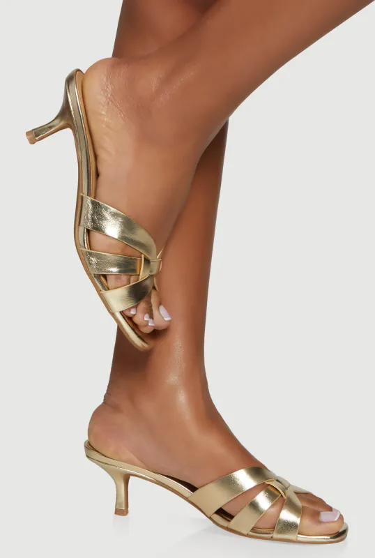 Woven Band Open Toe Mid Heel Sandals sold by Rainbow