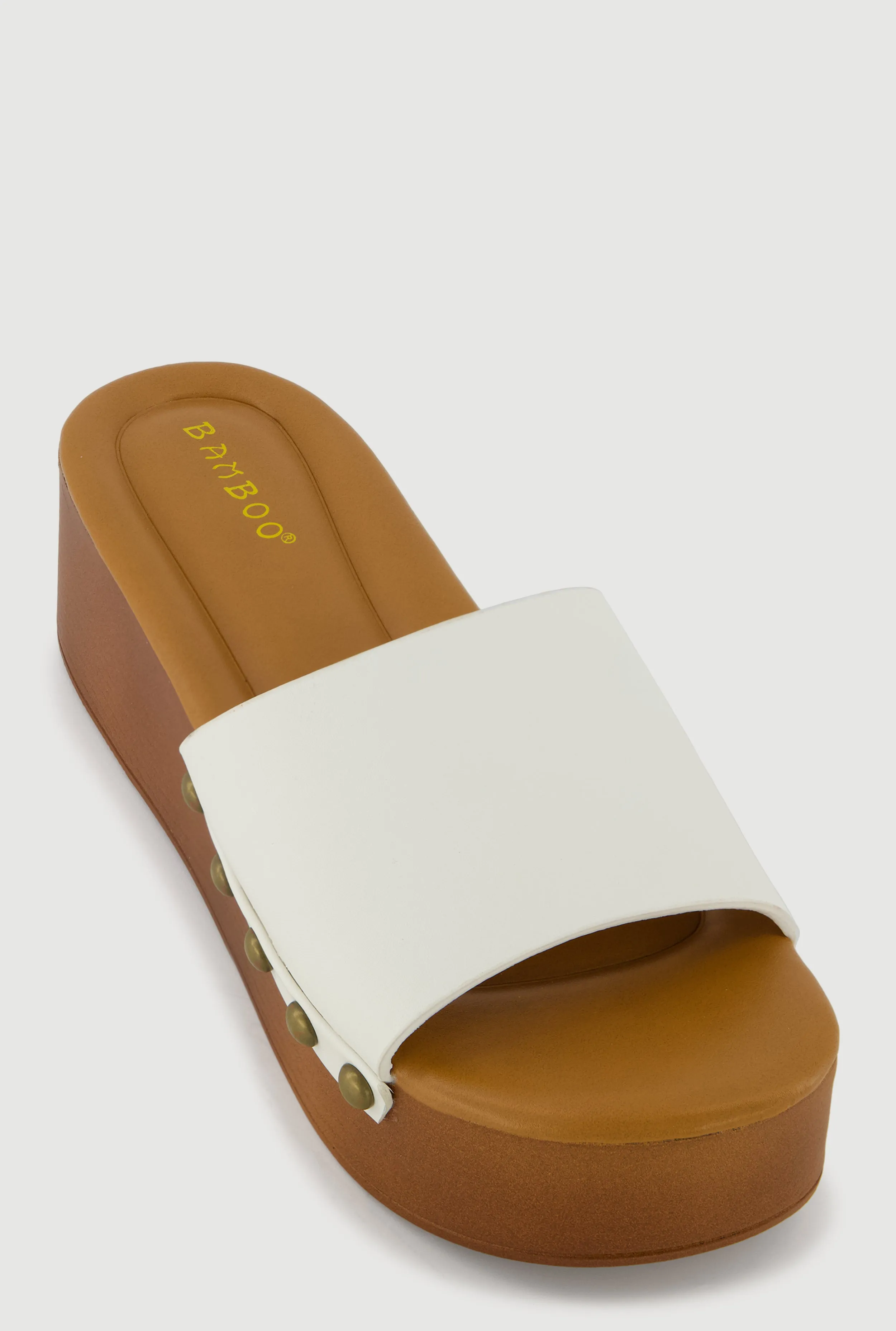 Metallic Studded Trim Open Toe Platform Sandals sold by Rainbow product image thumbnail 2