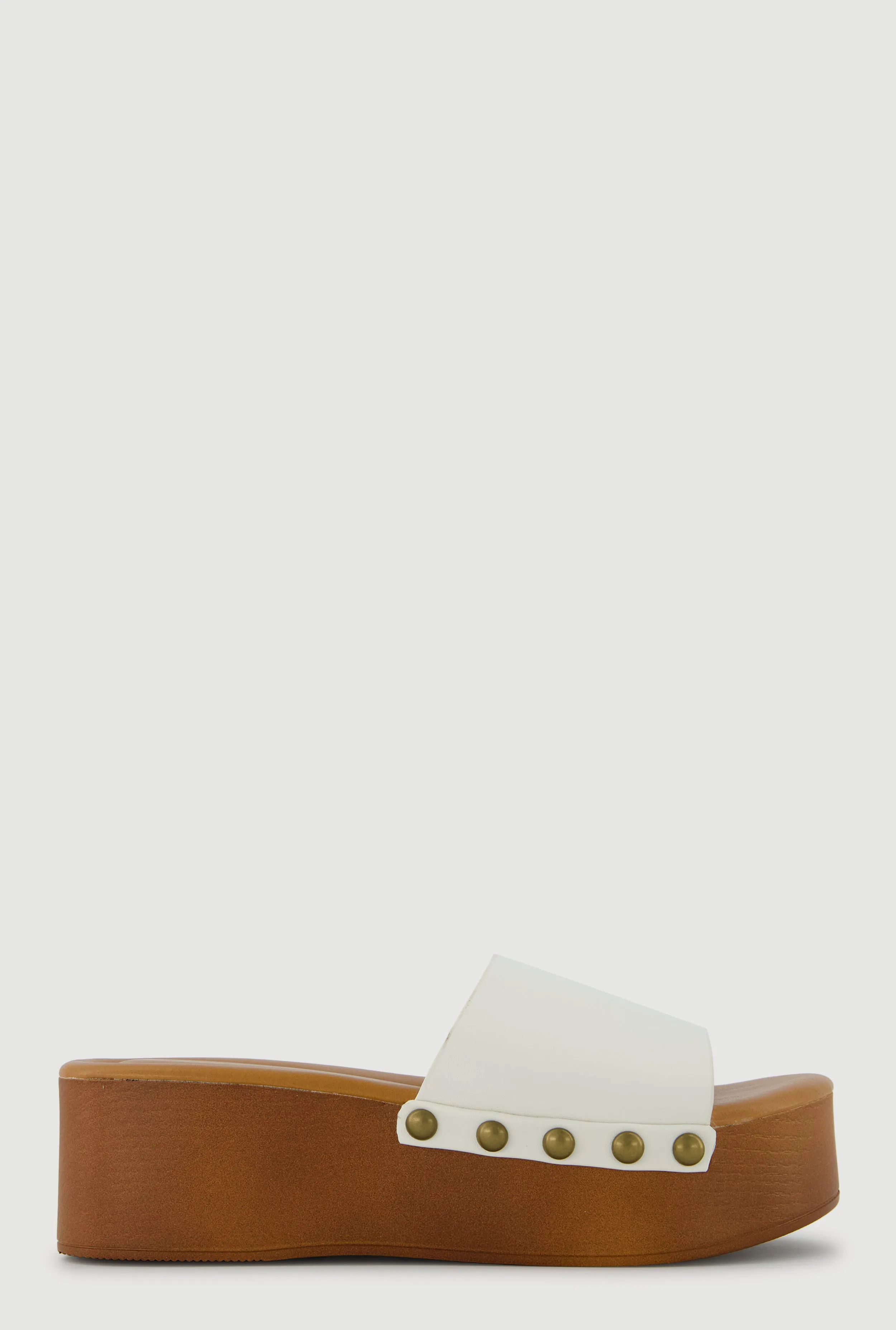 Metallic Studded Trim Open Toe Platform Sandals sold by Rainbow product image thumbnail 2