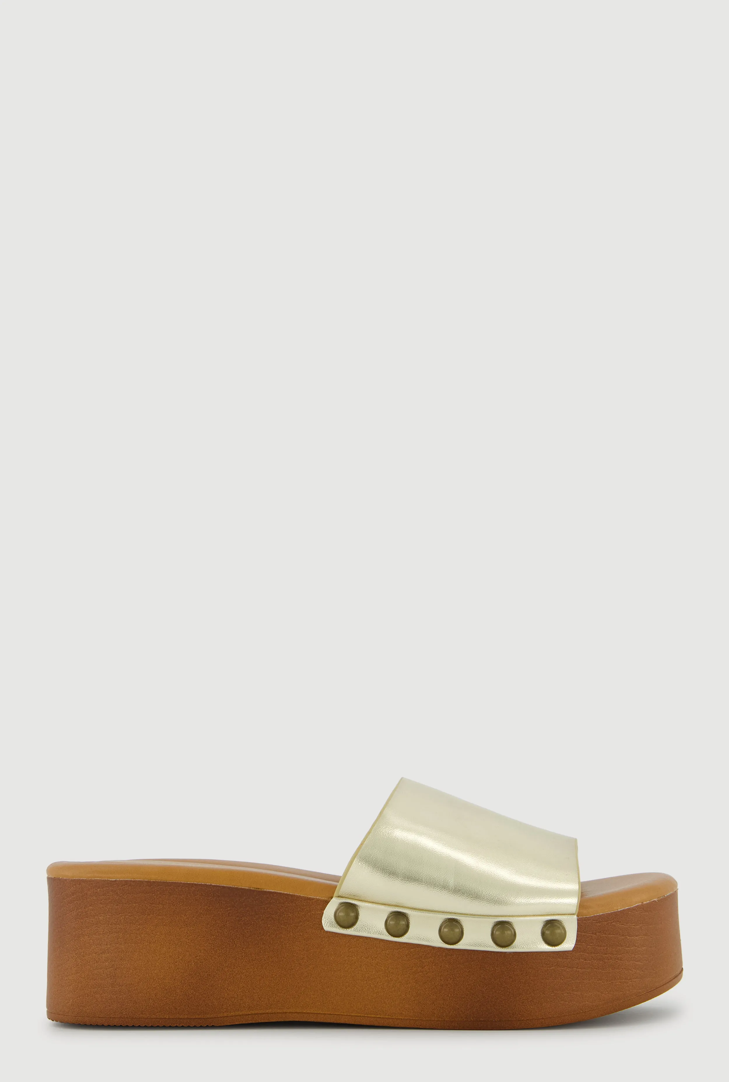 Metallic Studded Trim Open Toe Platform Sandals sold by Rainbow product image thumbnail 2