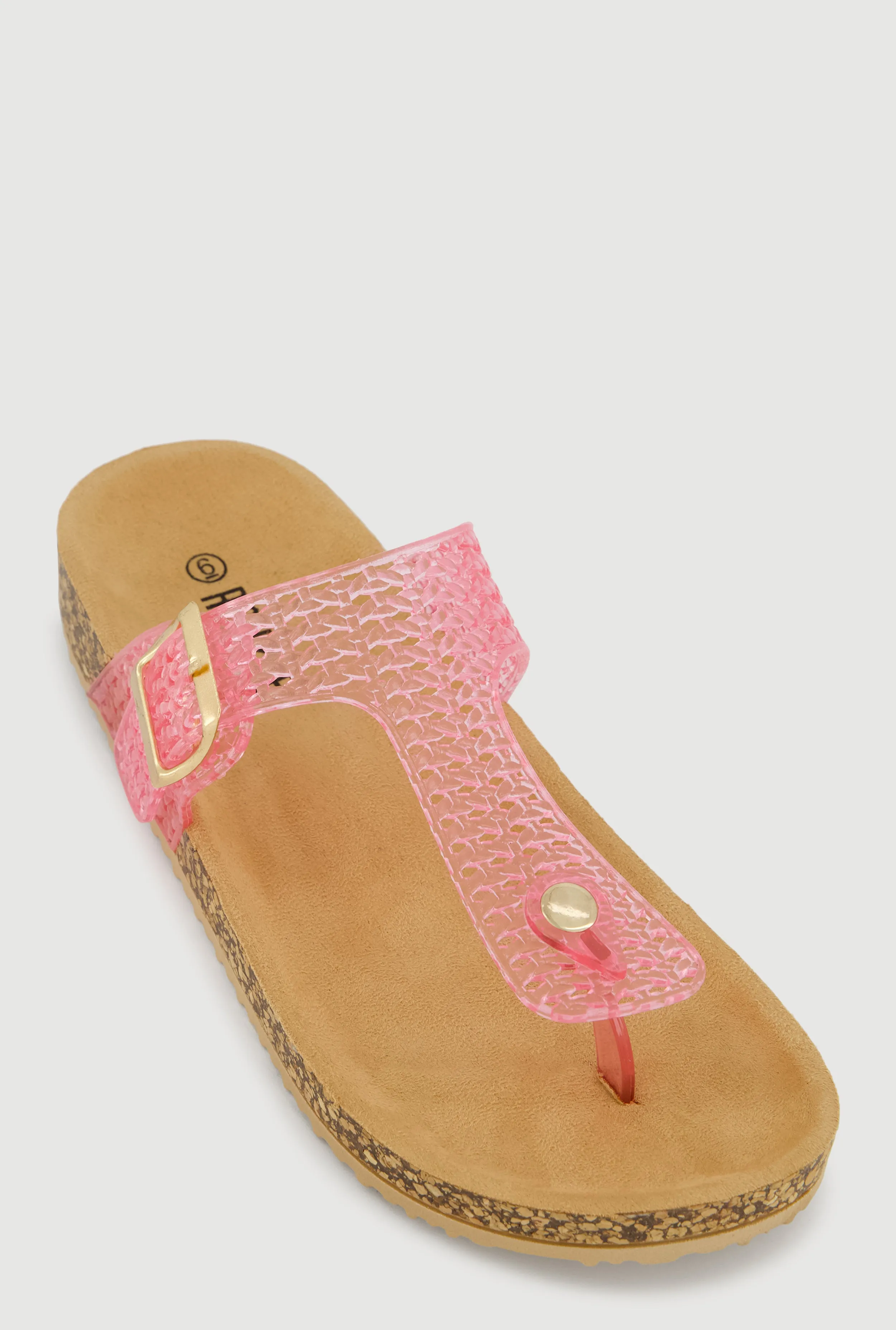 Jelly Cut Out Thong Sandals with Buckle Detail sold by Rainbow