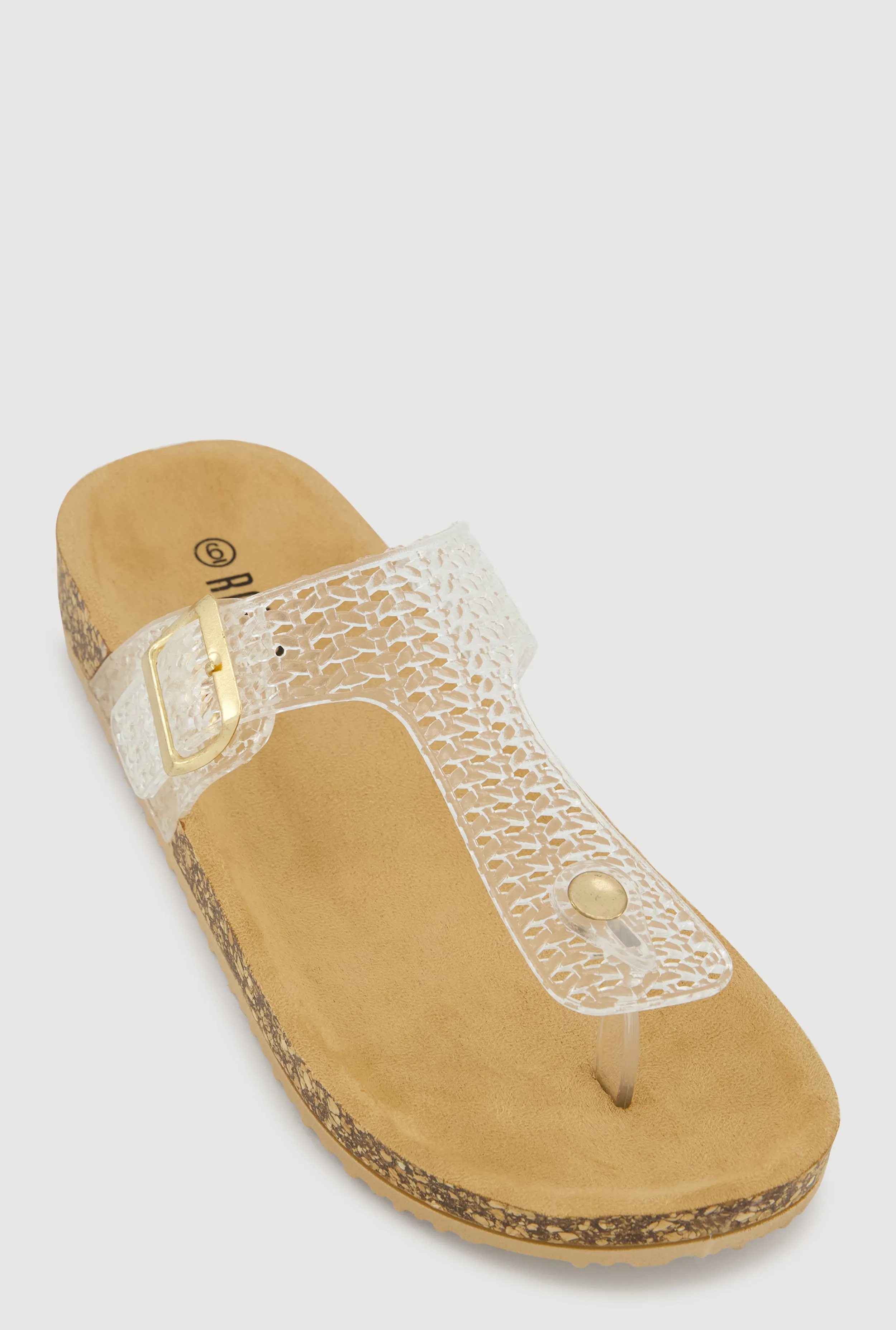Jelly Cut Out Thong Sandals with Buckle Detail sold by Rainbow