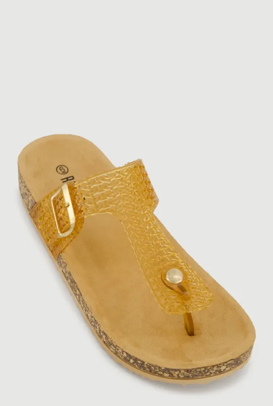 Jelly Cut Out Thong Sandals with Buckle Detail sold by Rainbow