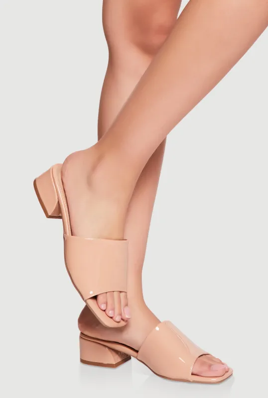 Open Toe Low Block Heel Slide Sandals sold by Rainbow