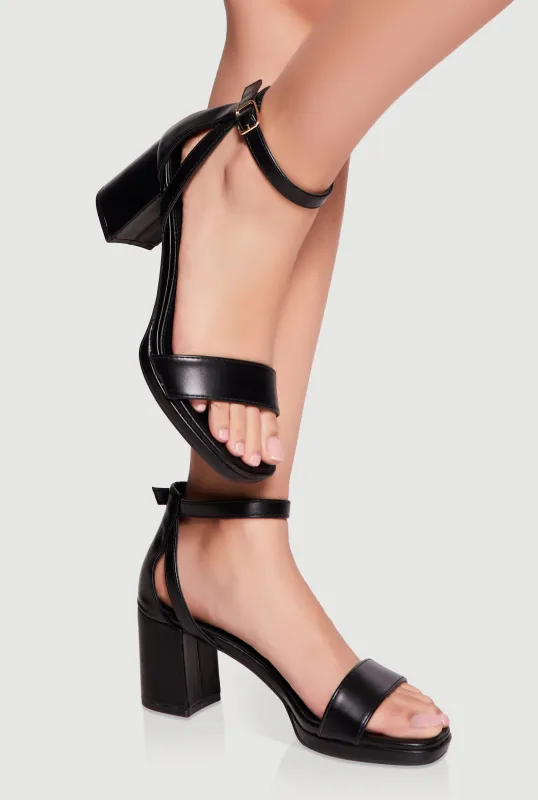 Single Band Ankle Strap Block Heels sold by Rainbow