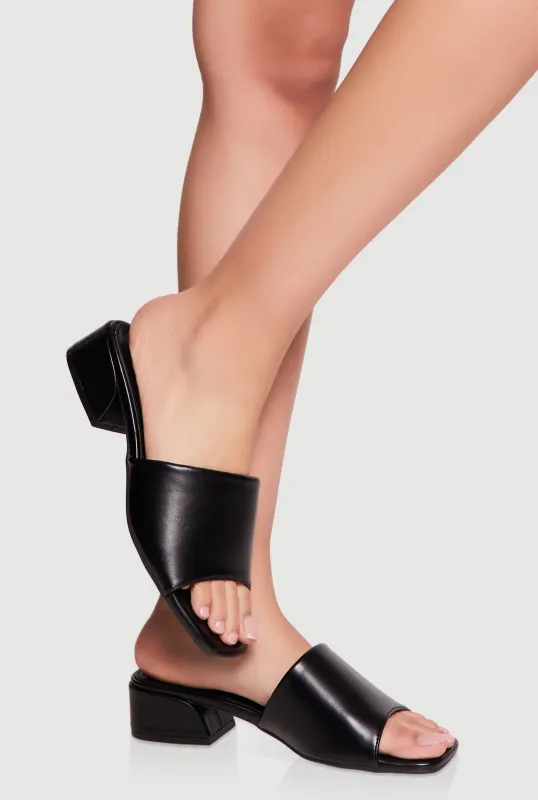 Open Toe Low Block Heel Slide Sandals sold by Rainbow