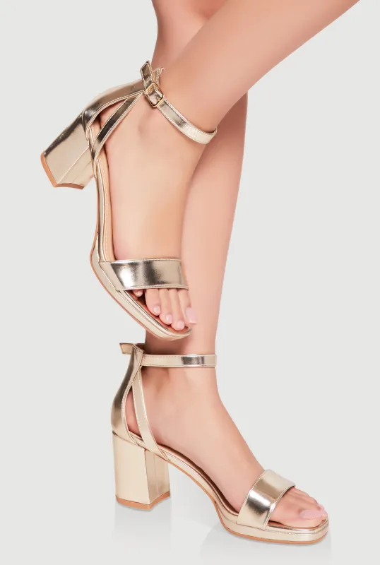 Single Band Ankle Strap Block Heels sold by Rainbow