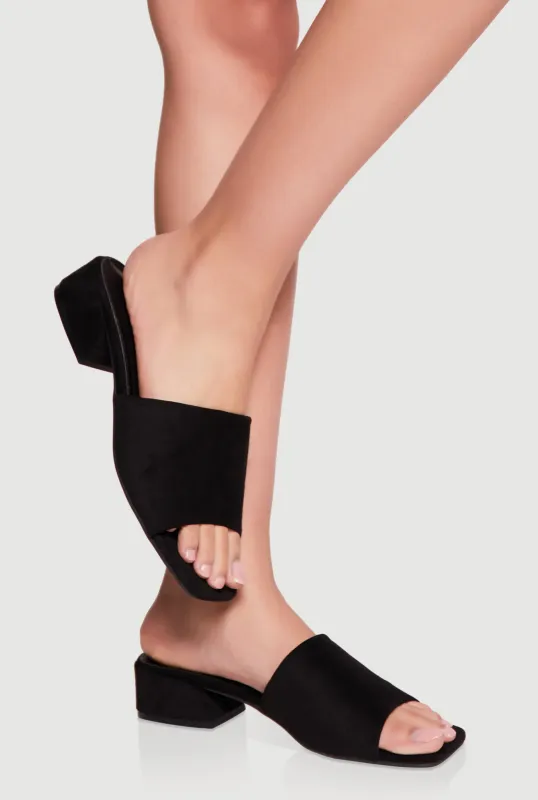 Open Toe Low Block Heel Slide Sandals sold by Rainbow