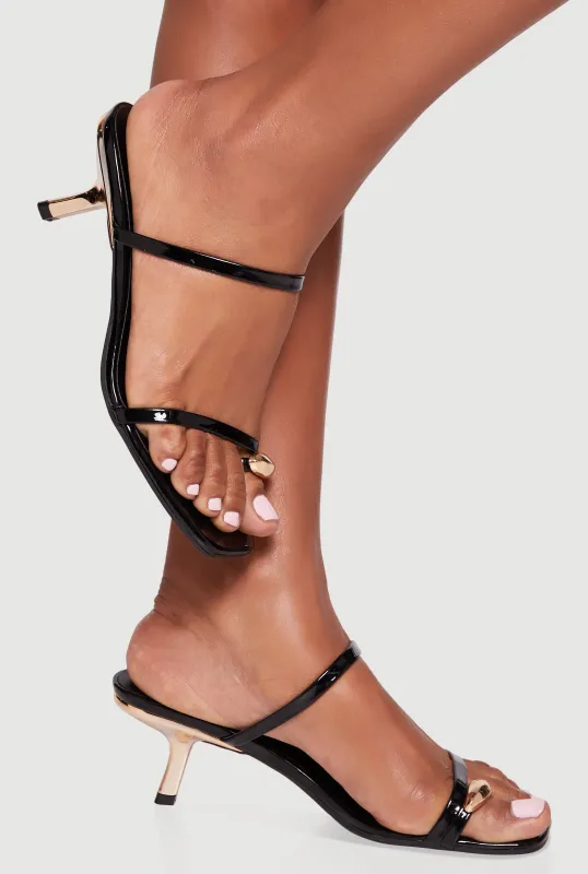 Metallic Toe Loop Mid Heel Sandals sold by Rainbow