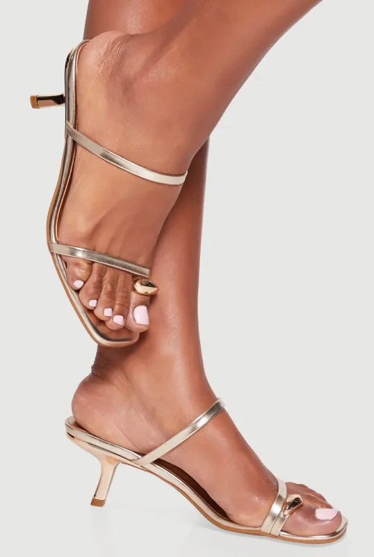 Metallic Toe Loop Mid Heel Sandals sold by Rainbow