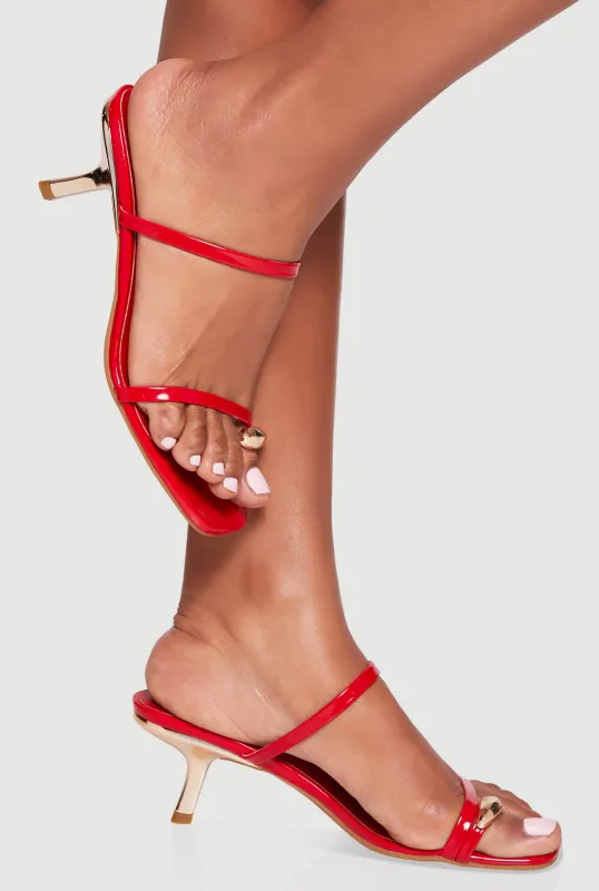 Metallic Toe Loop Mid Heel Sandals sold by Rainbow