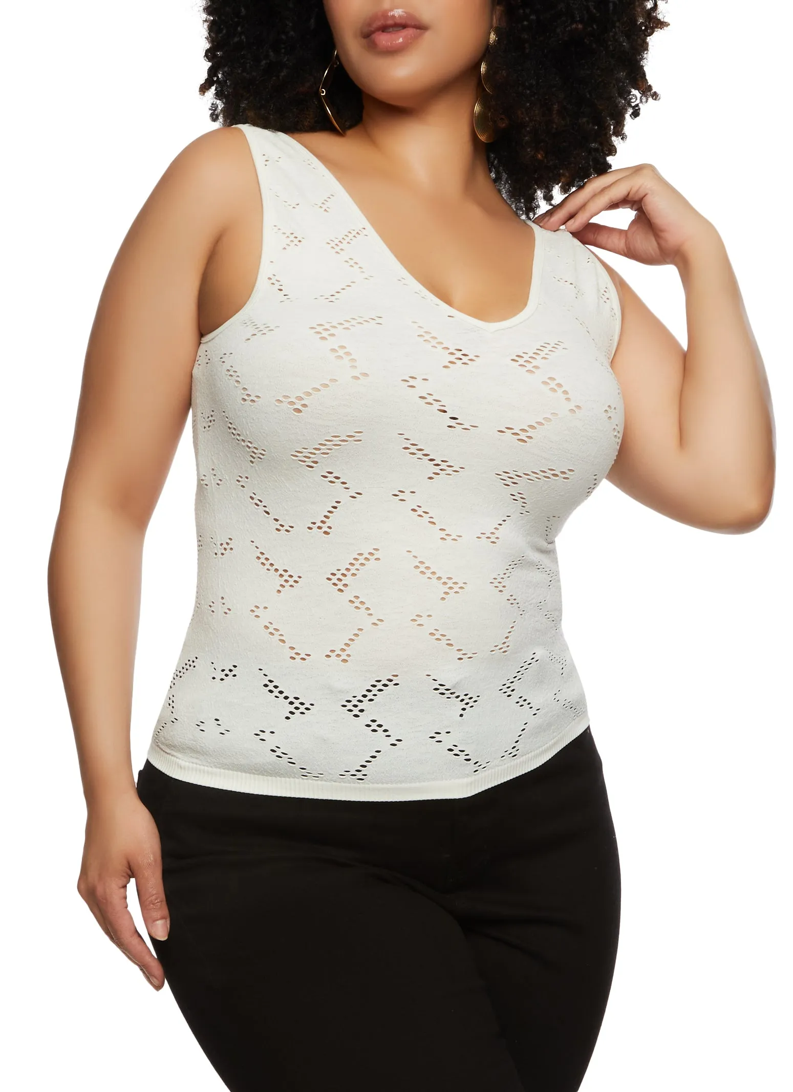 Plus Size Laser Cut Seamless Tank Top sold by Rainbow product image thumbnail 4