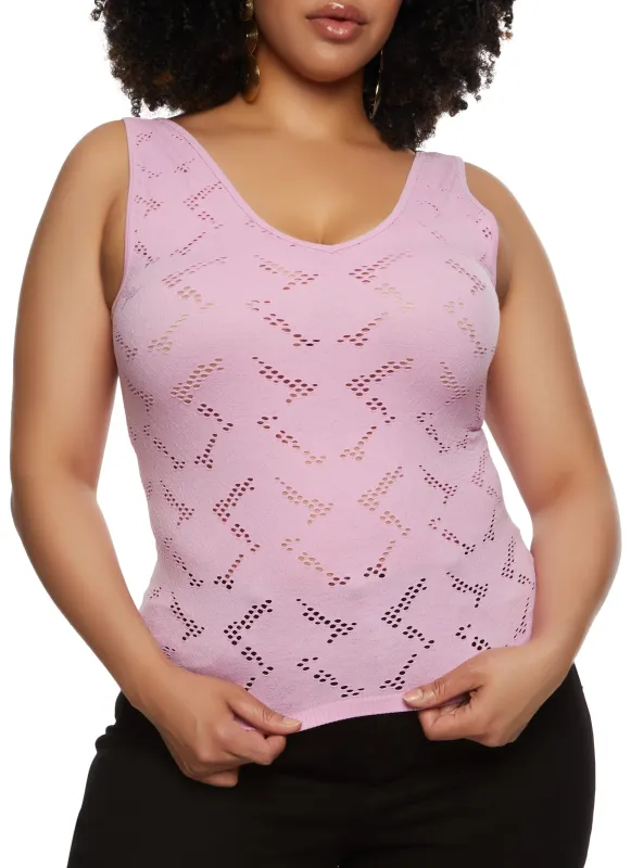 Plus Size Laser Cut Seamless Tank Top sold by Rainbow