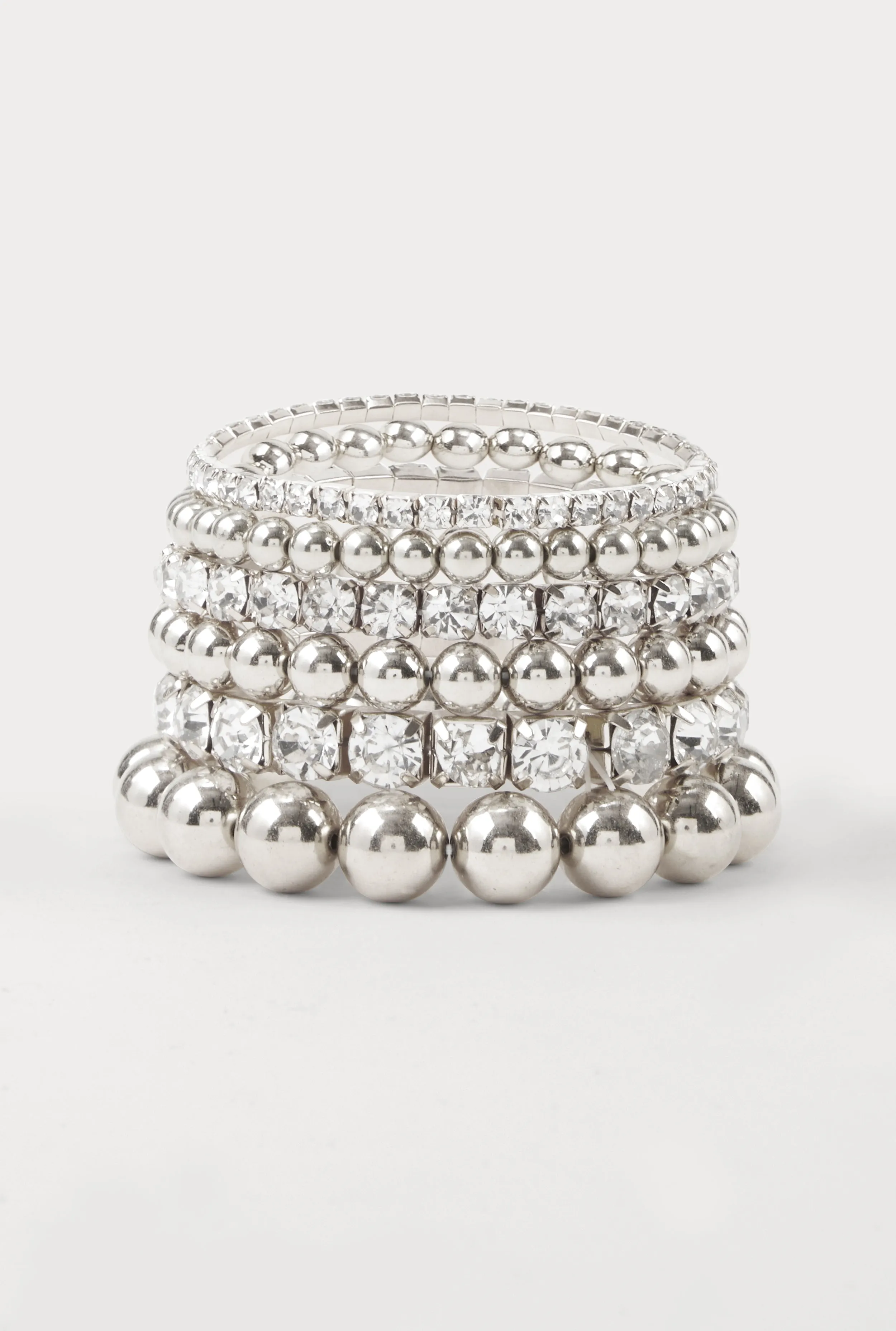 Rhinestone Metallic Beaded Stretch Bracelets Set of 6 sold by Rainbow