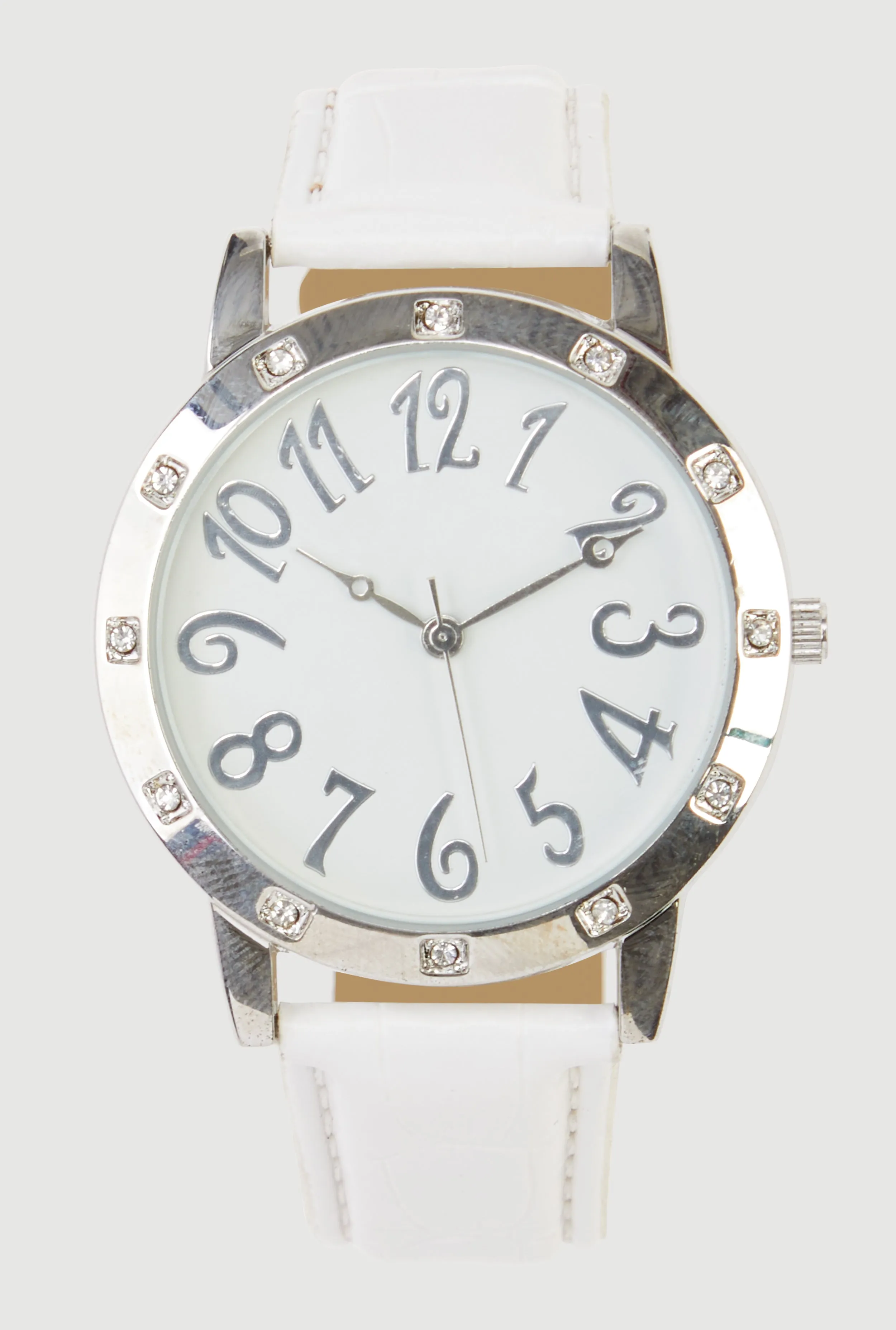 Rhinestone Detail Faux Leather Analog Watch sold by Rainbow