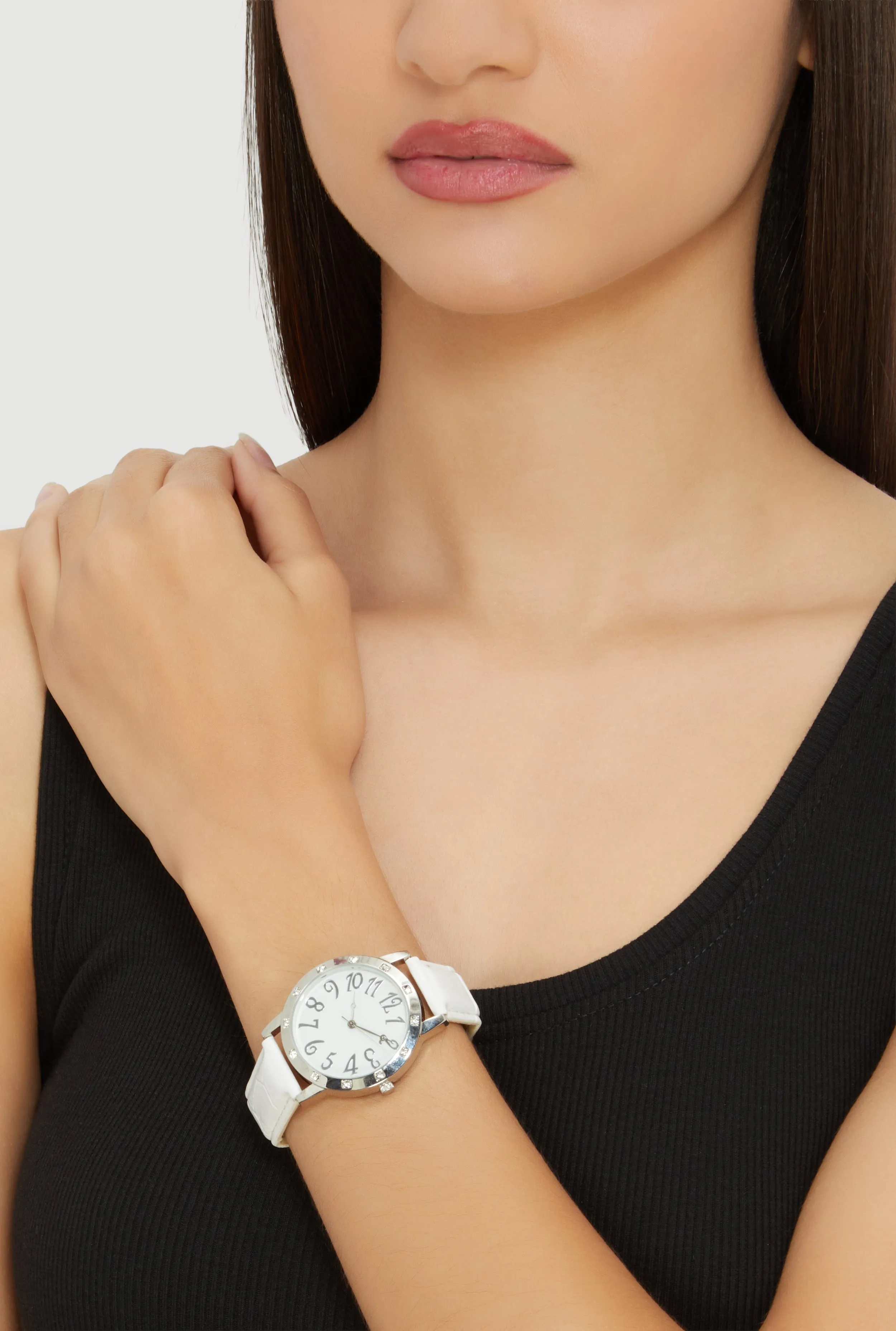Rhinestone Detail Faux Leather Analog Watch sold by Rainbow product image thumbnail 2