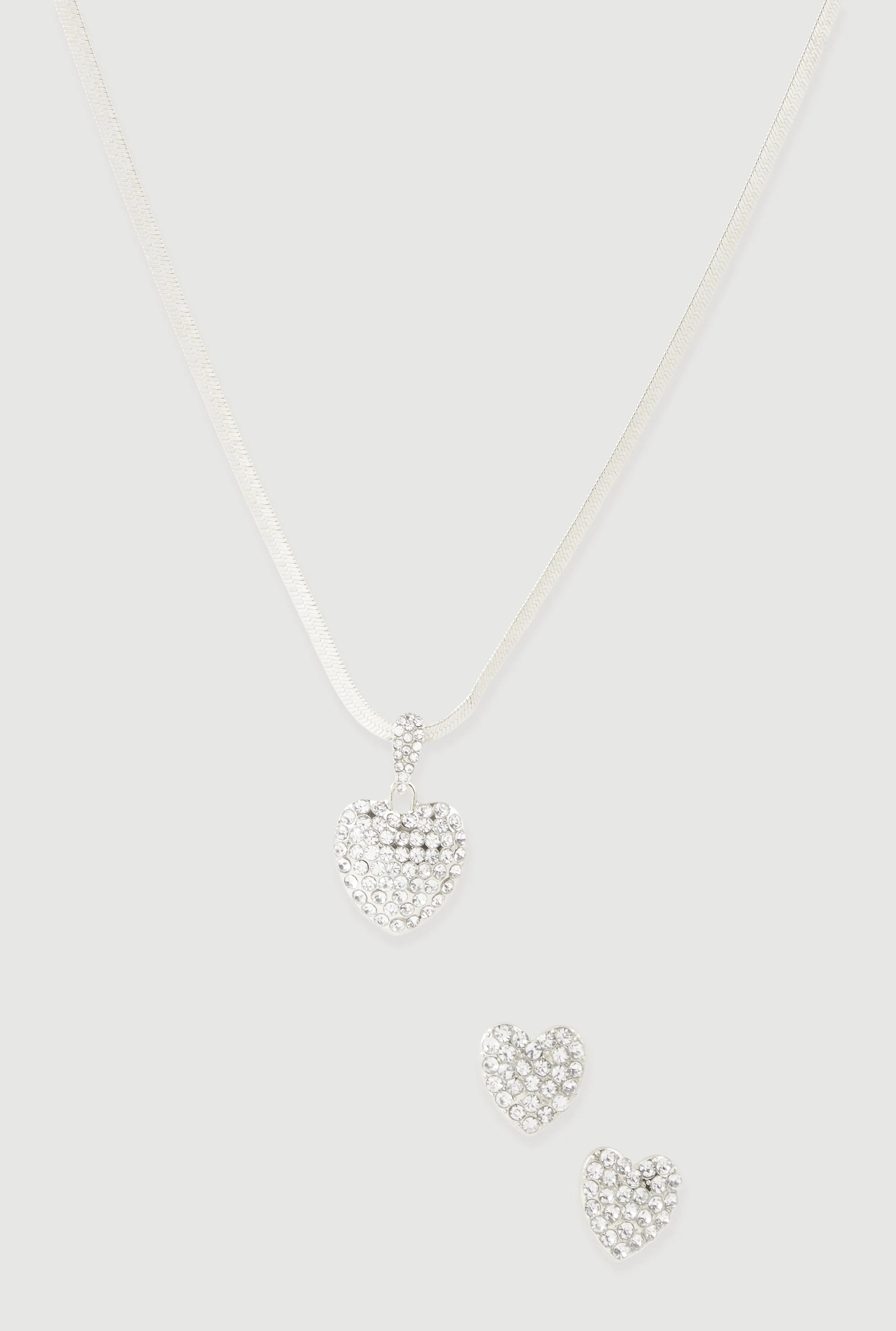 Cubic Zirconia Heart Charm Necklace and Earrings Set sold by Rainbow product image thumbnail 2