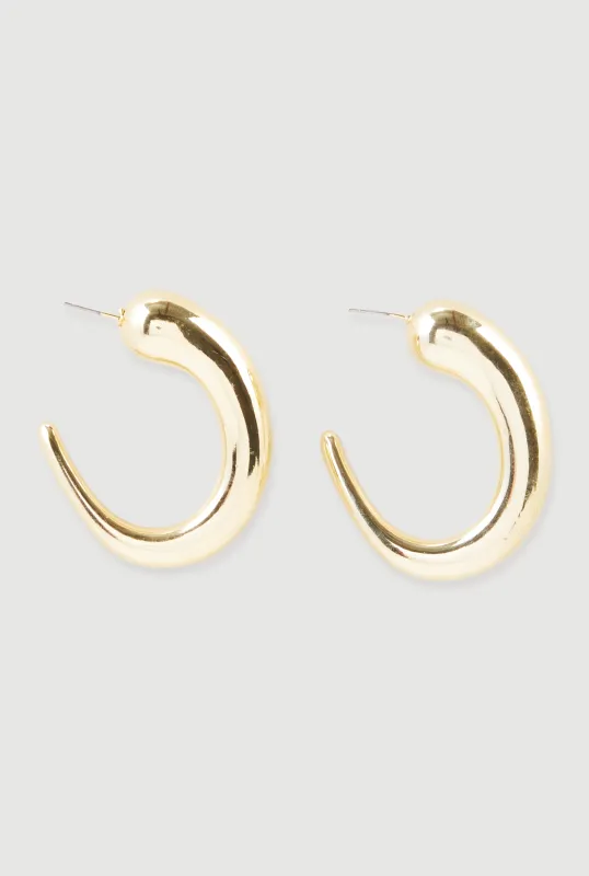 Metallic Sculptural Hook Earrings sold by Rainbow