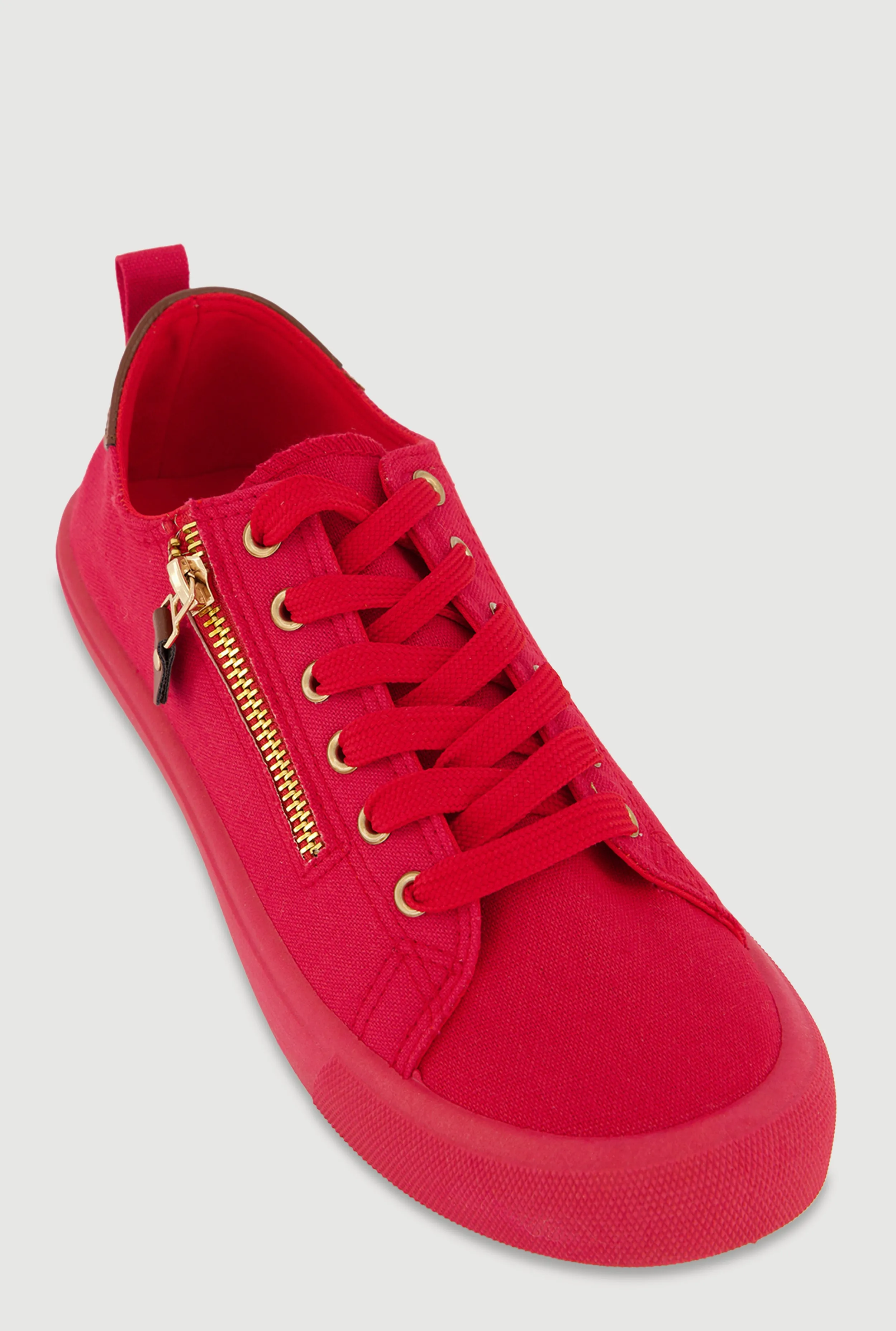 Zipper Detail Lace Up Low Top Sneakers sold by Rainbow