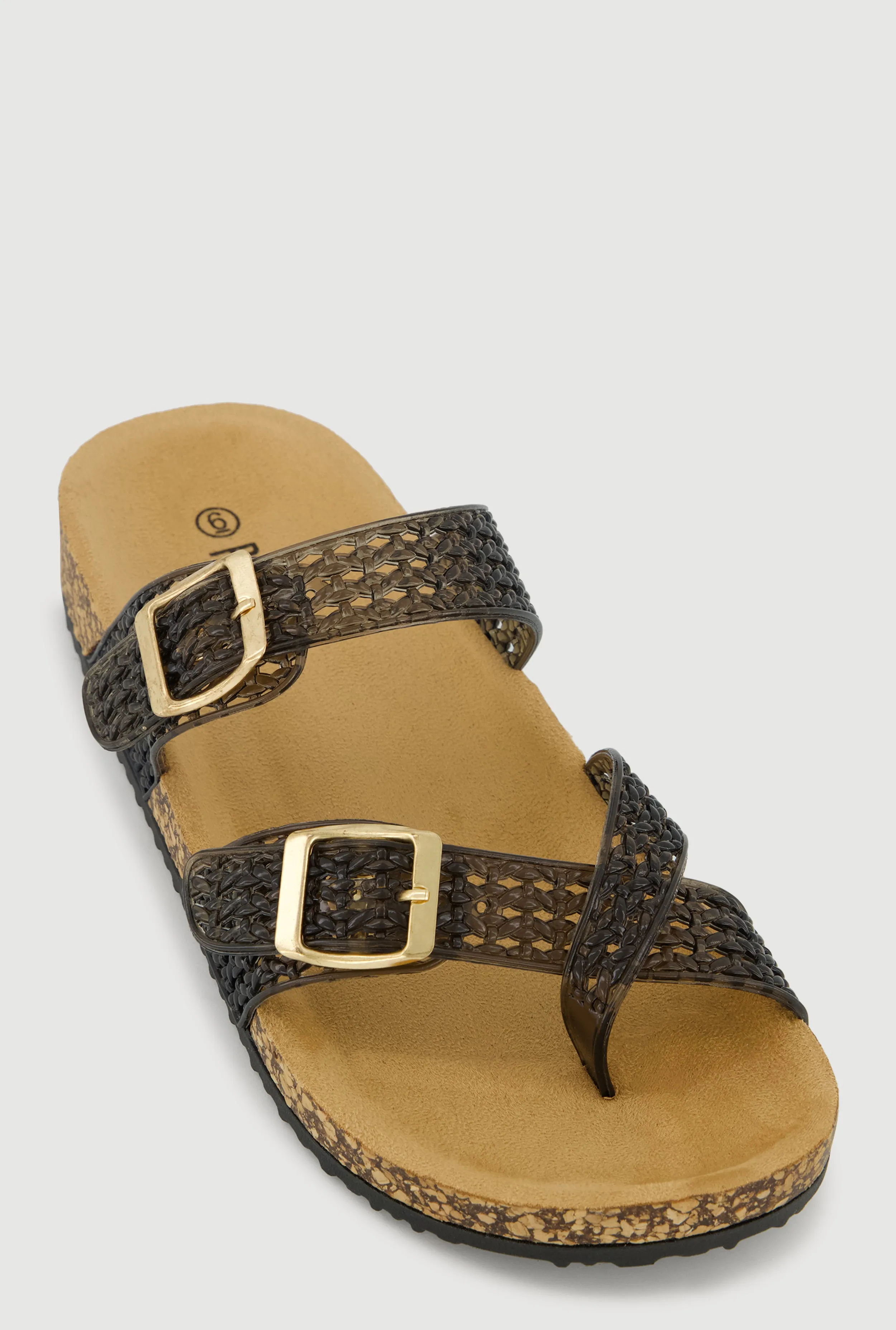 Jelly Toe Loop Buckle Detail Footbed Sandals sold by Rainbow