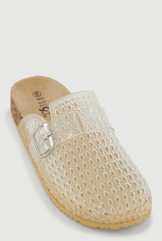 Jelly Buckle Detail Footbed Clogs sold by Rainbow