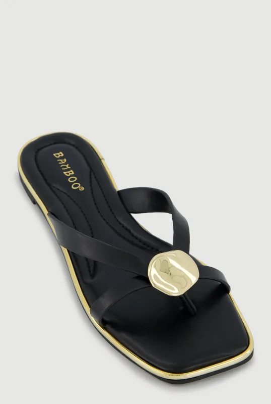 Metallic Pendant Thong Slide Sandals sold by Rainbow