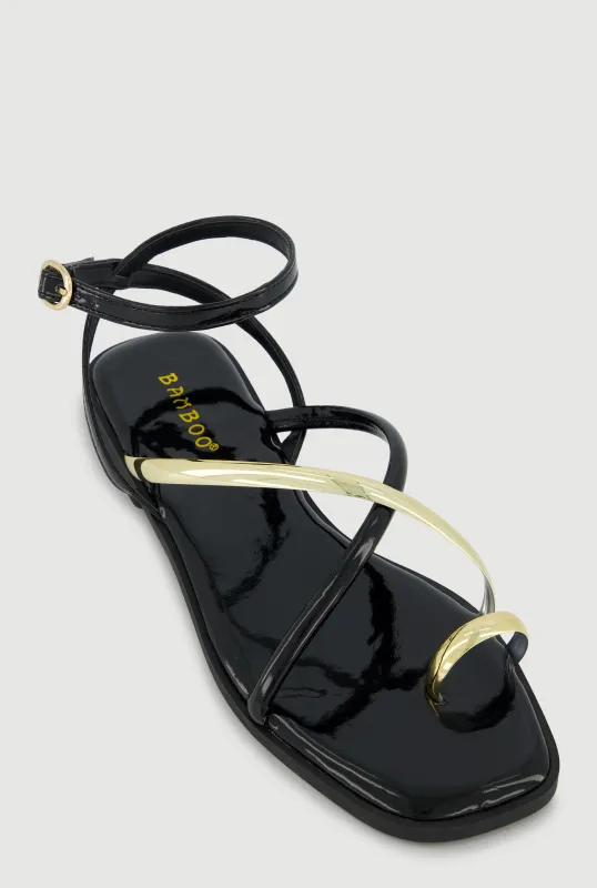 Metallic Strappy Toe Loop Sandals sold by Rainbow