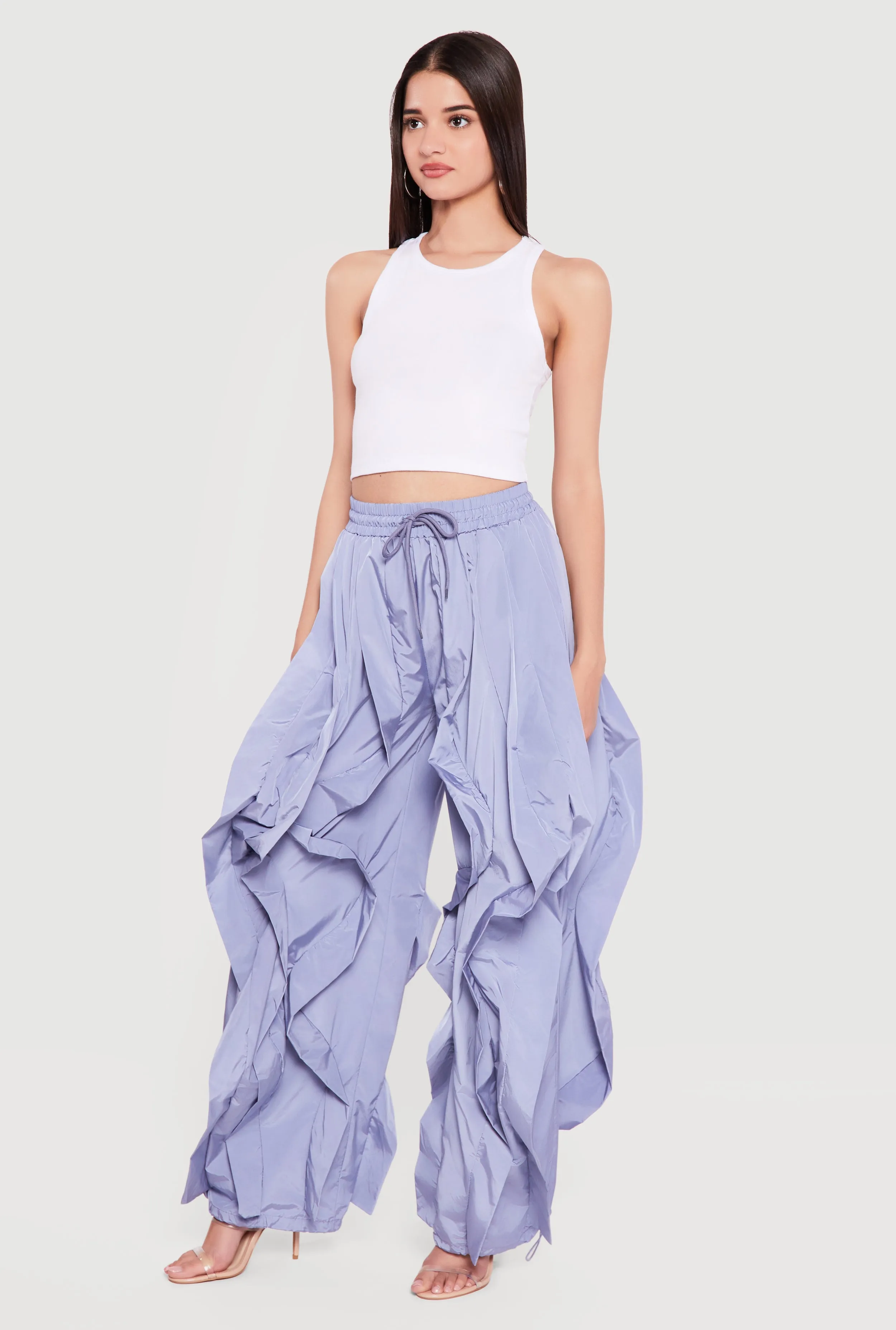 Drawstring Waist Ruffle Parachute Pants sold by Rainbow product image thumbnail 2