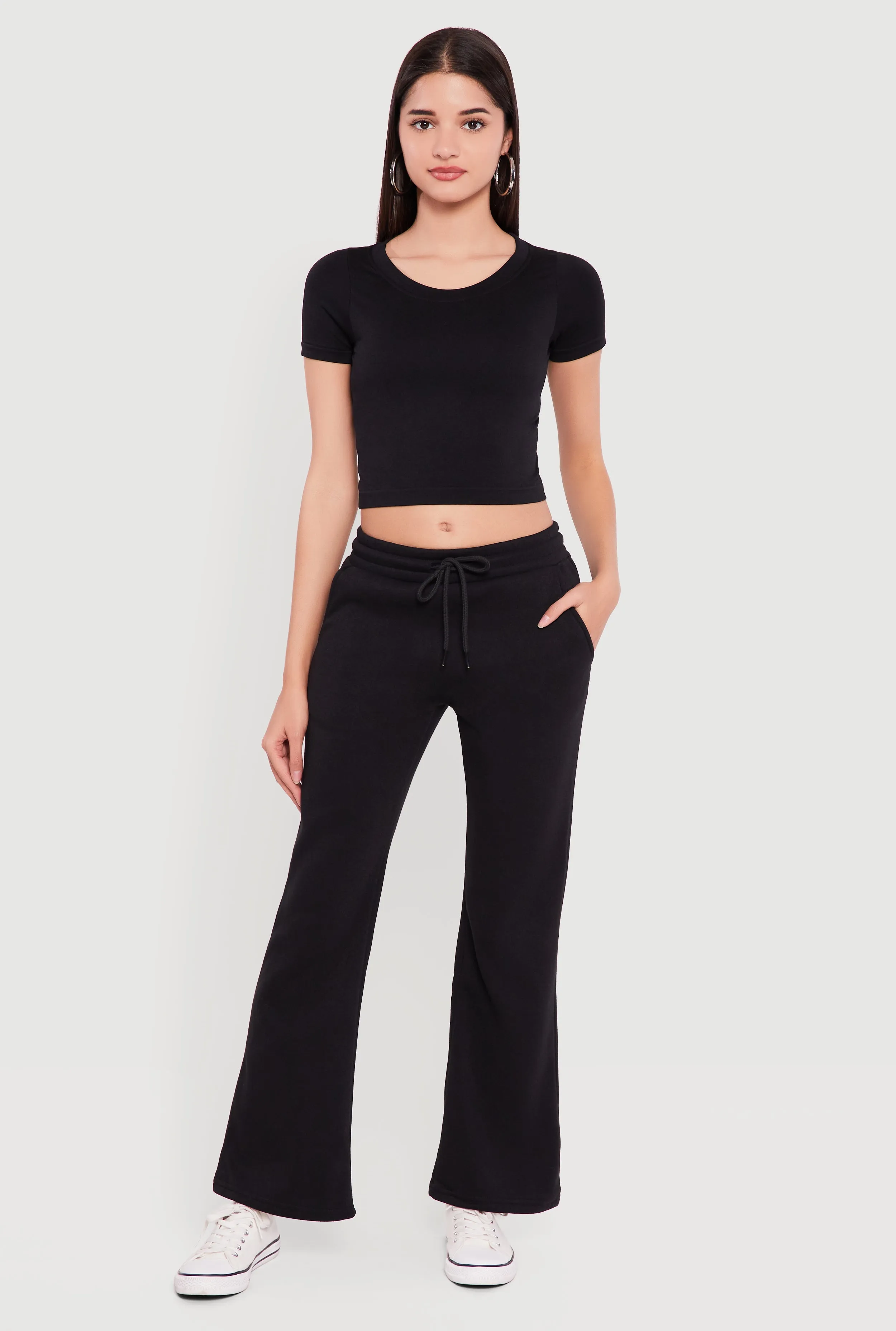 Drawstring Waist Fleece Lined Boot Cut Sweatpants sold by Rainbow