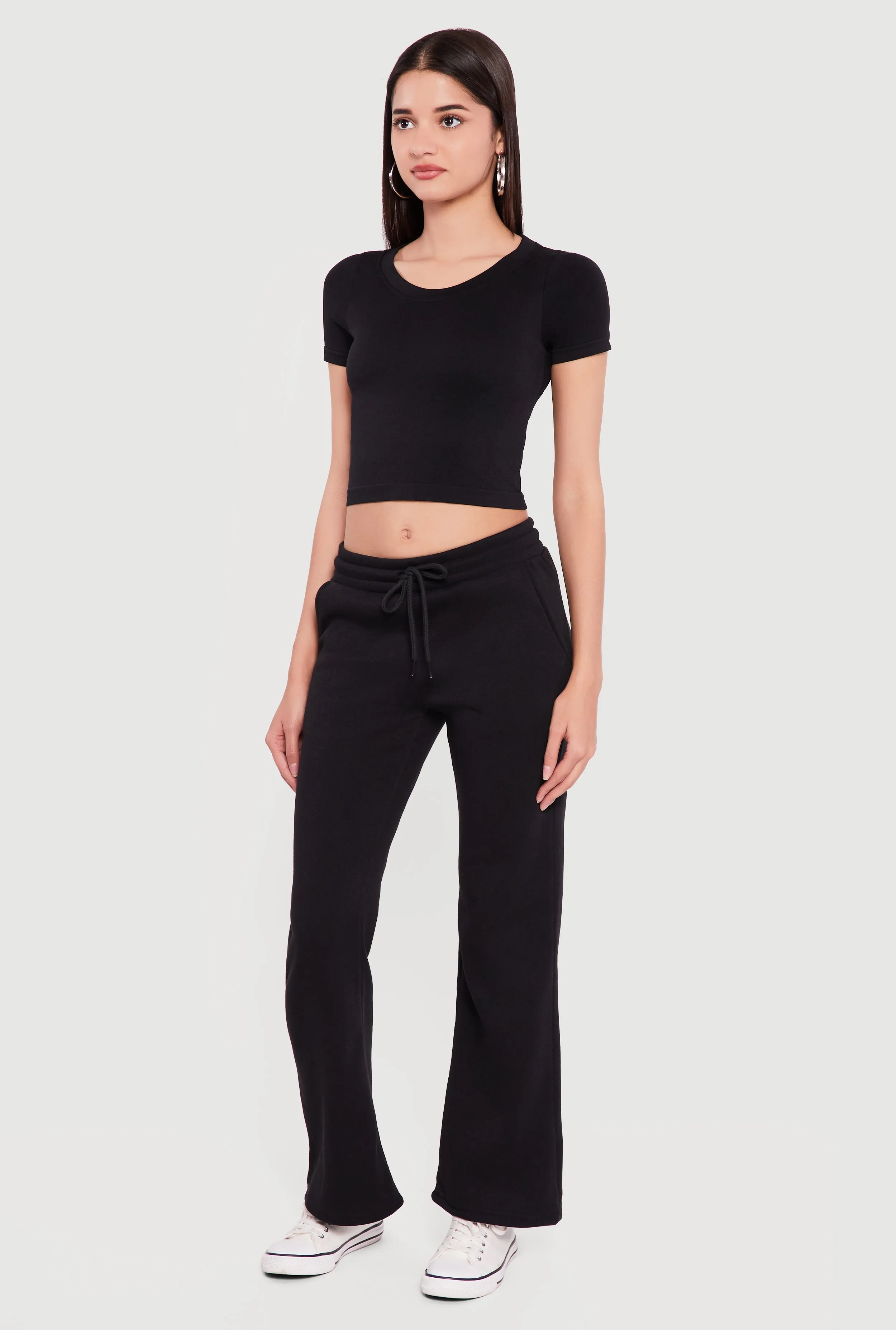 Drawstring Waist Fleece Lined Boot Cut Sweatpants sold by Rainbow product image thumbnail 2