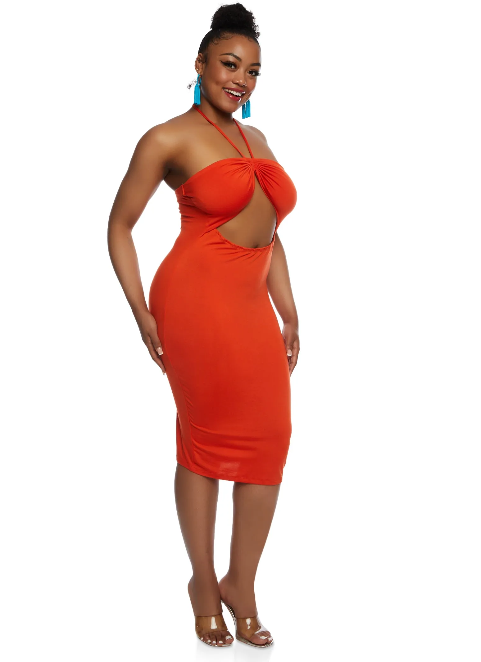 Plus Size Almost Famous Cut Out Halter Dress sold by Rainbow