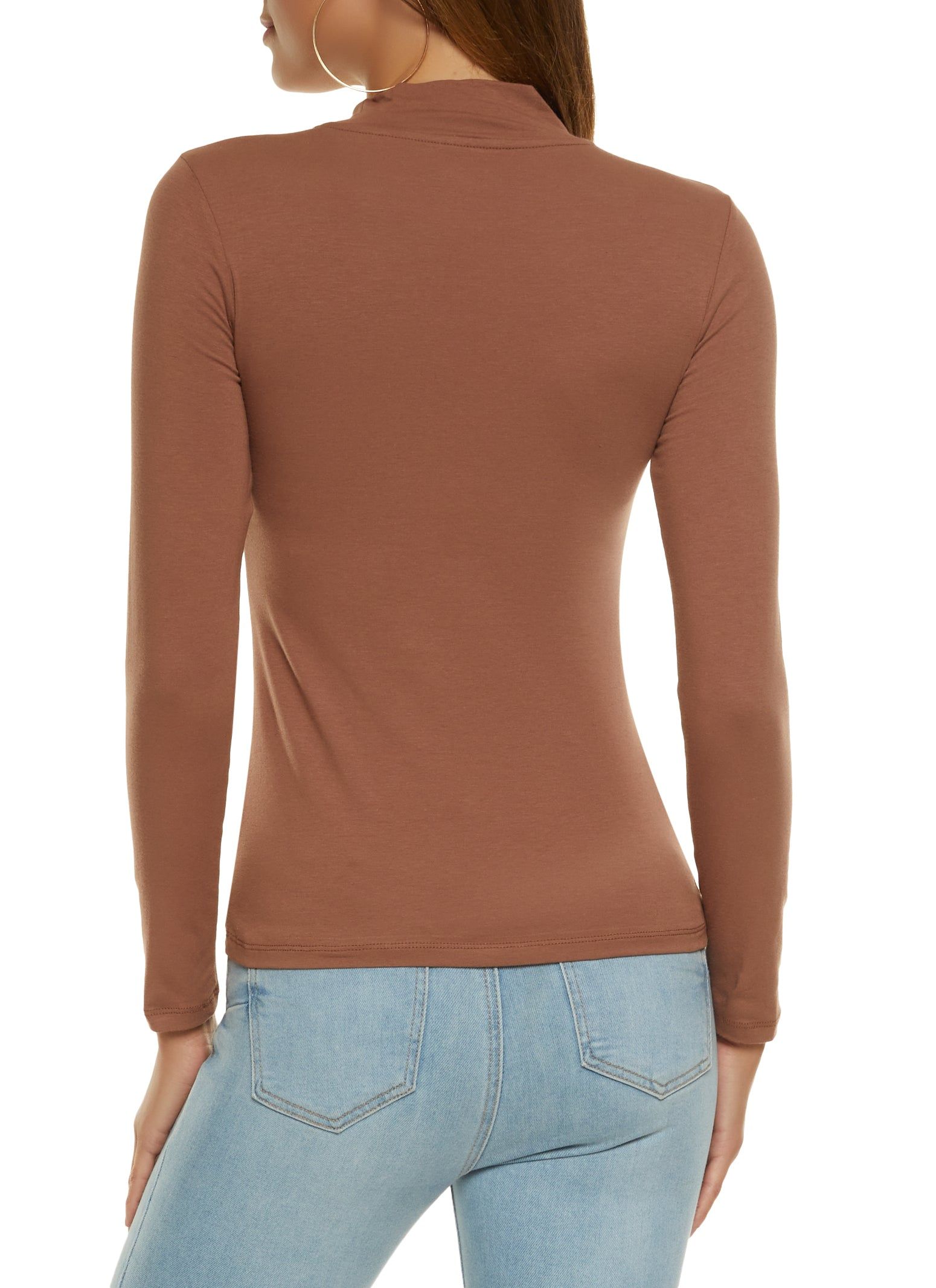 Solid Mock Neck Long Sleeve Tee sold by Rainbow product image thumbnail 2